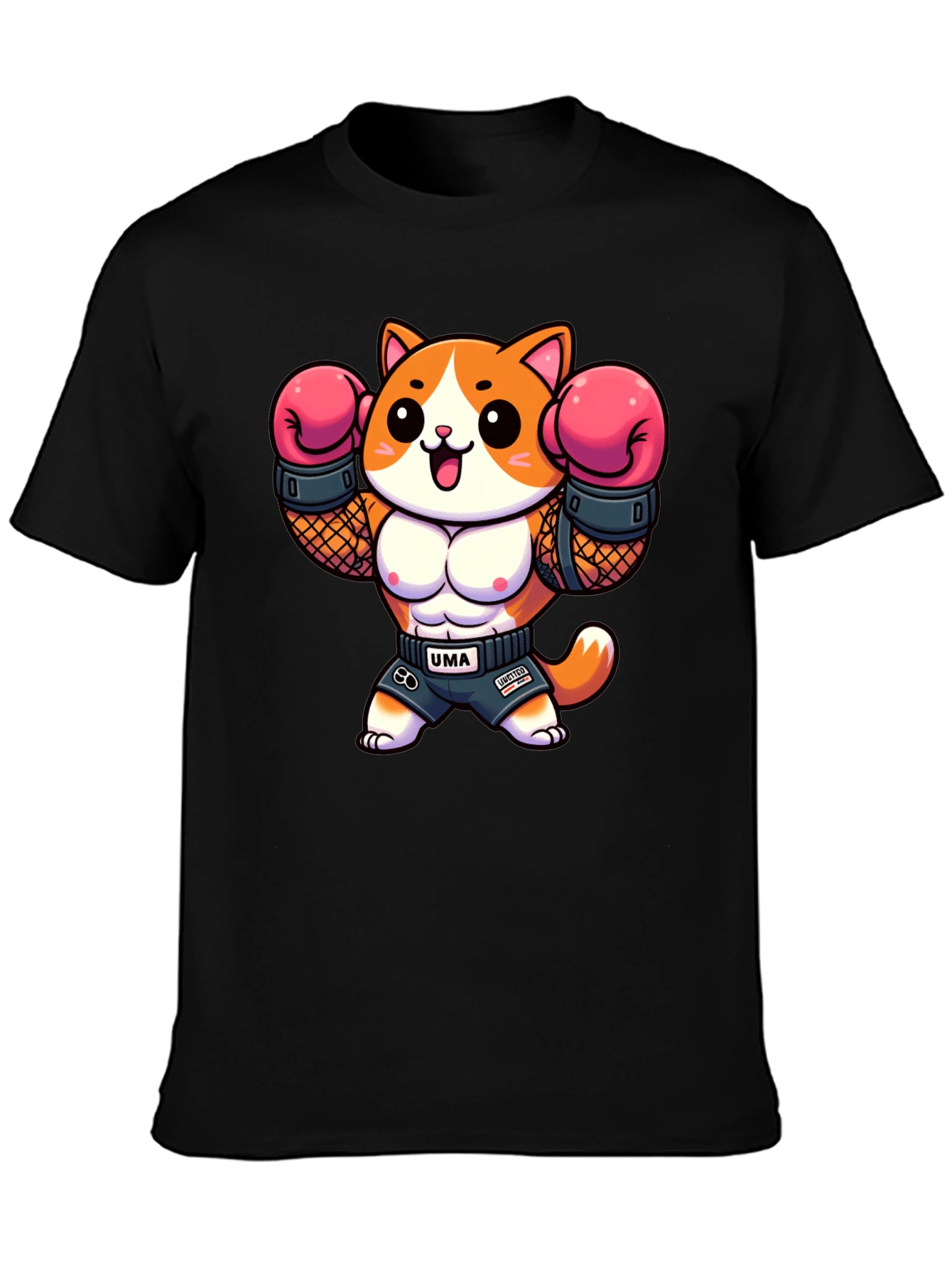 Funny Cartoon Cat Boxer Graphic Tee