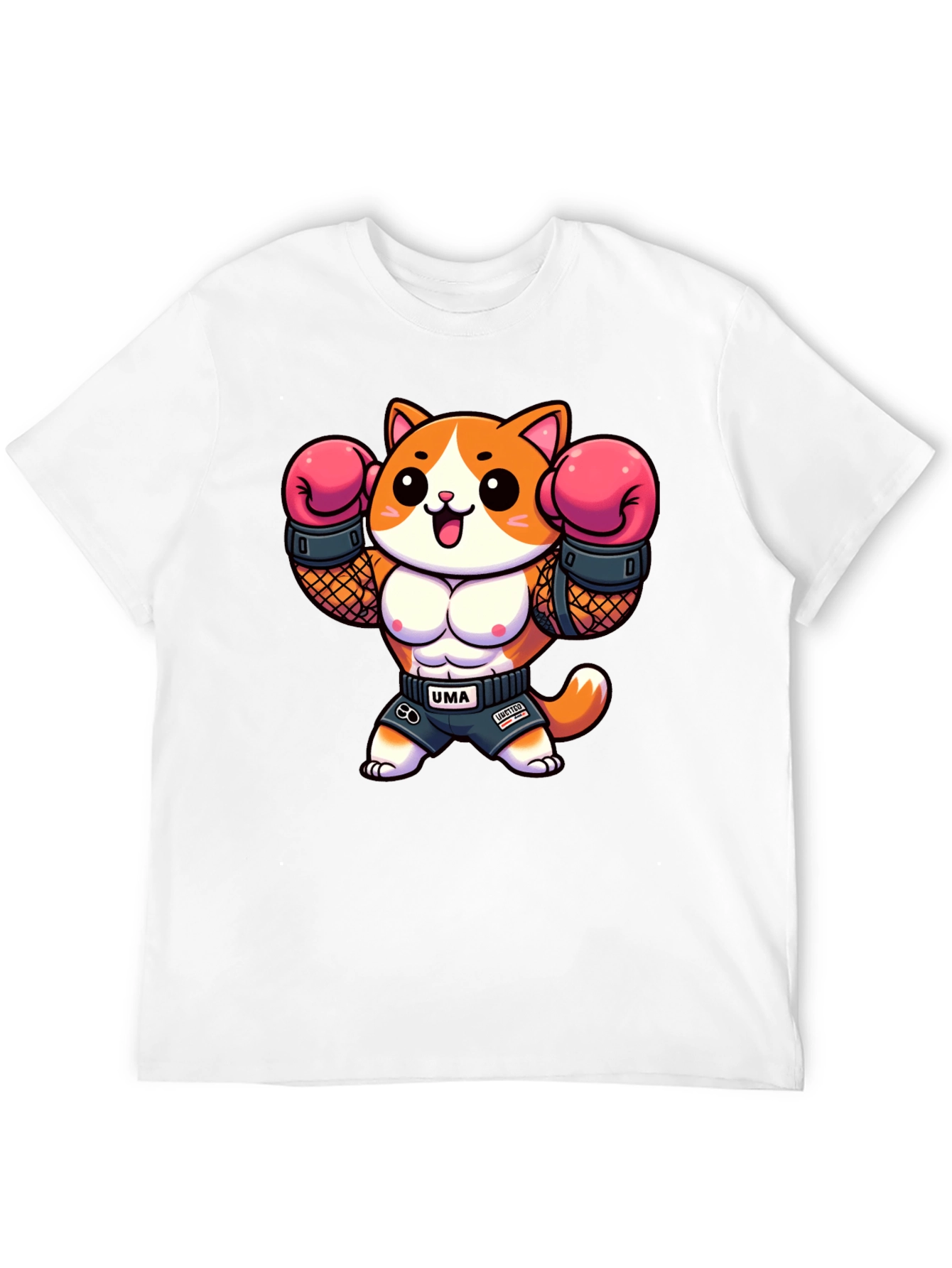Funny Cartoon Cat Boxer Graphic Tee