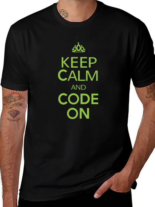 Keep Calm and Code On Black Graphic T-Shirt