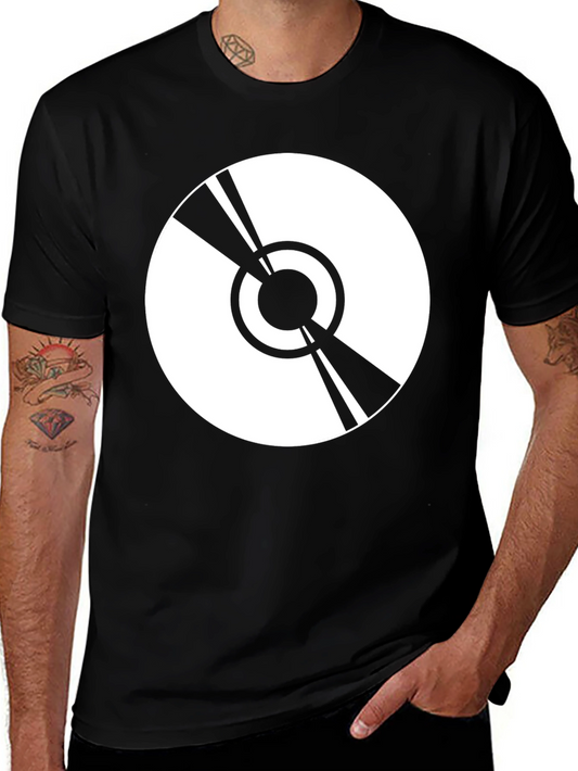 Minimalist Vinyl Record Graphic Black T-Shirt