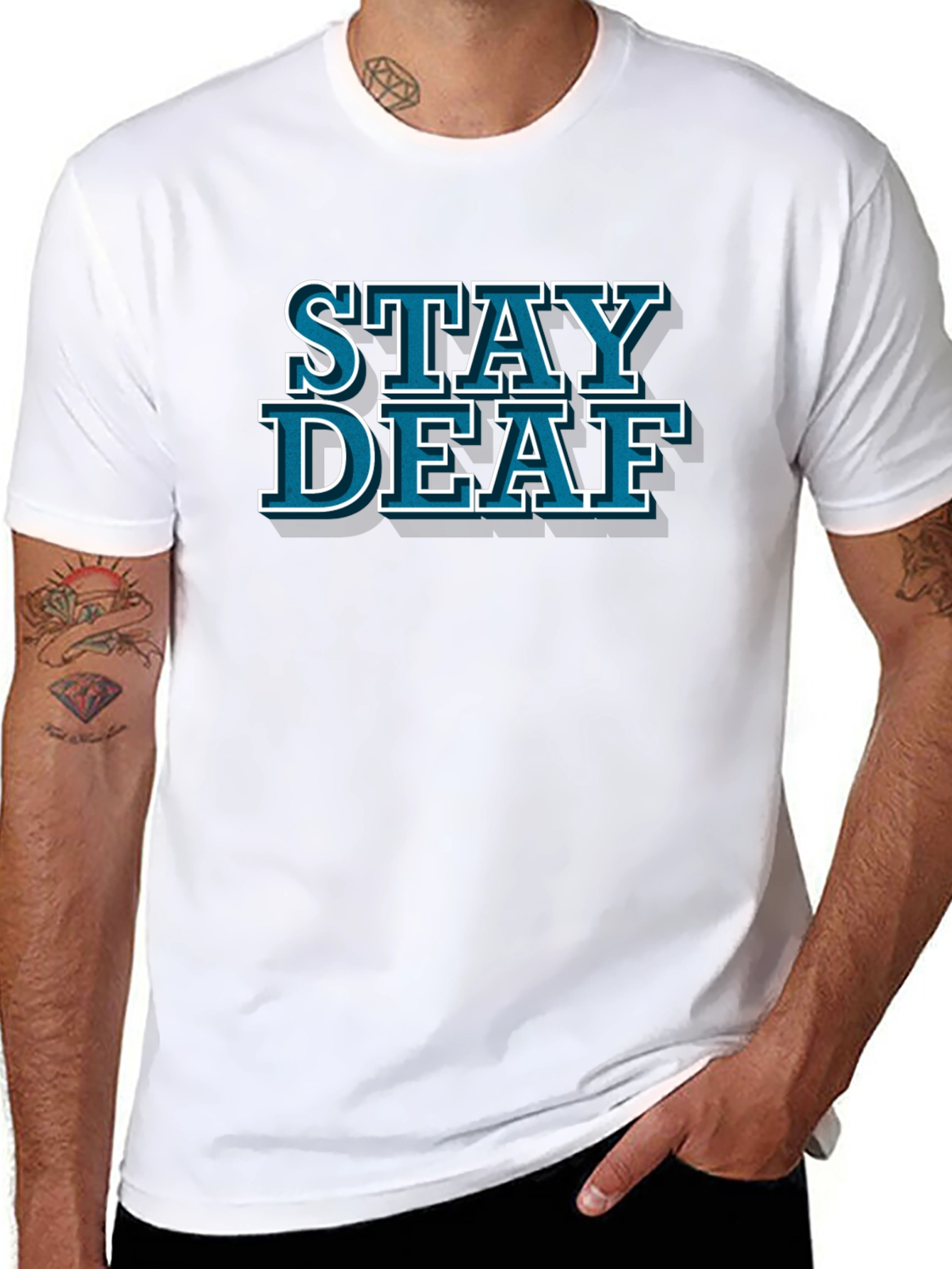 Stay Deaf Graphic Tee - Trendy Slogan T-Shirt