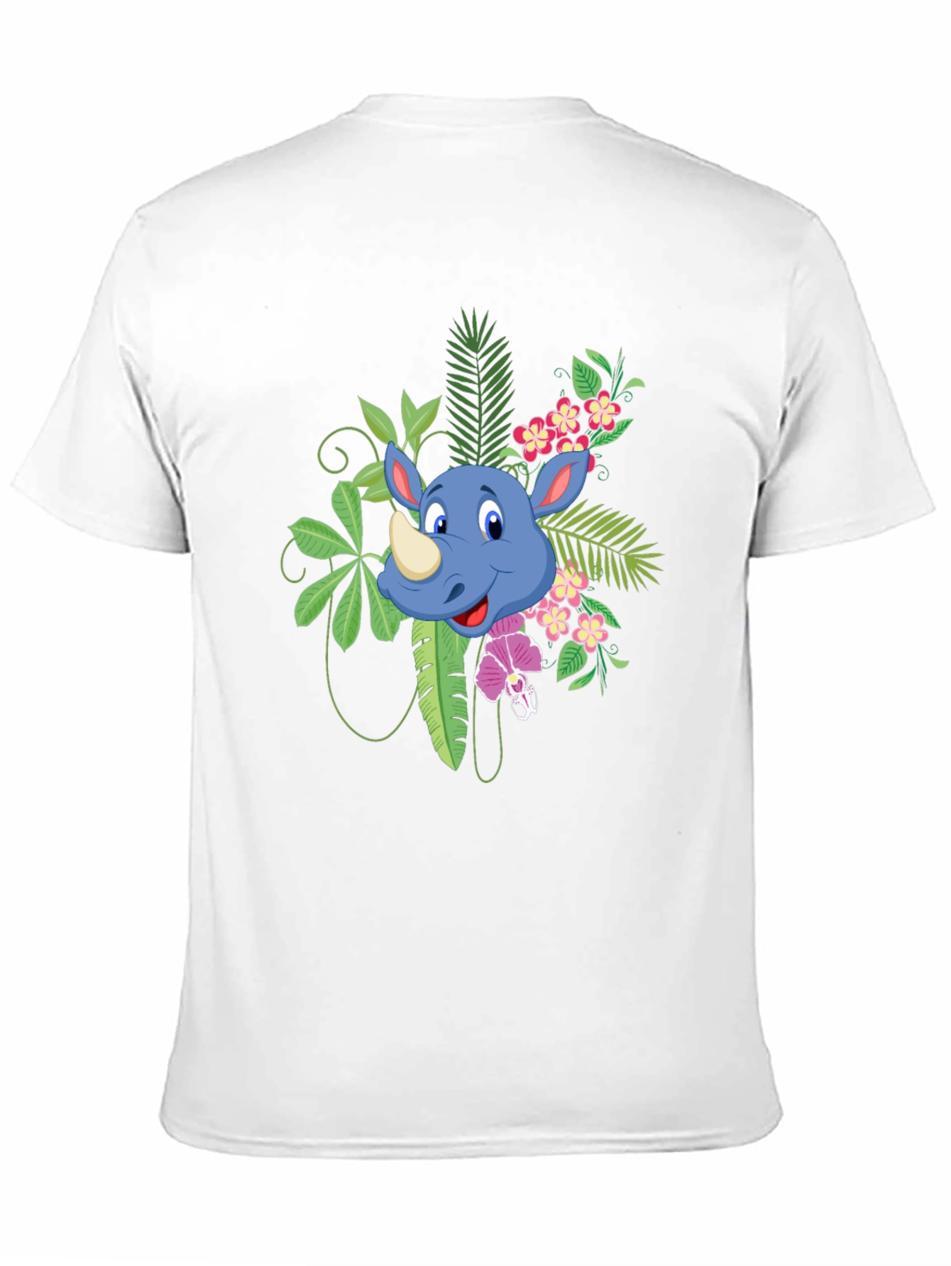 Tropical Rhino Graphic Tee - Black Casual Shirt
