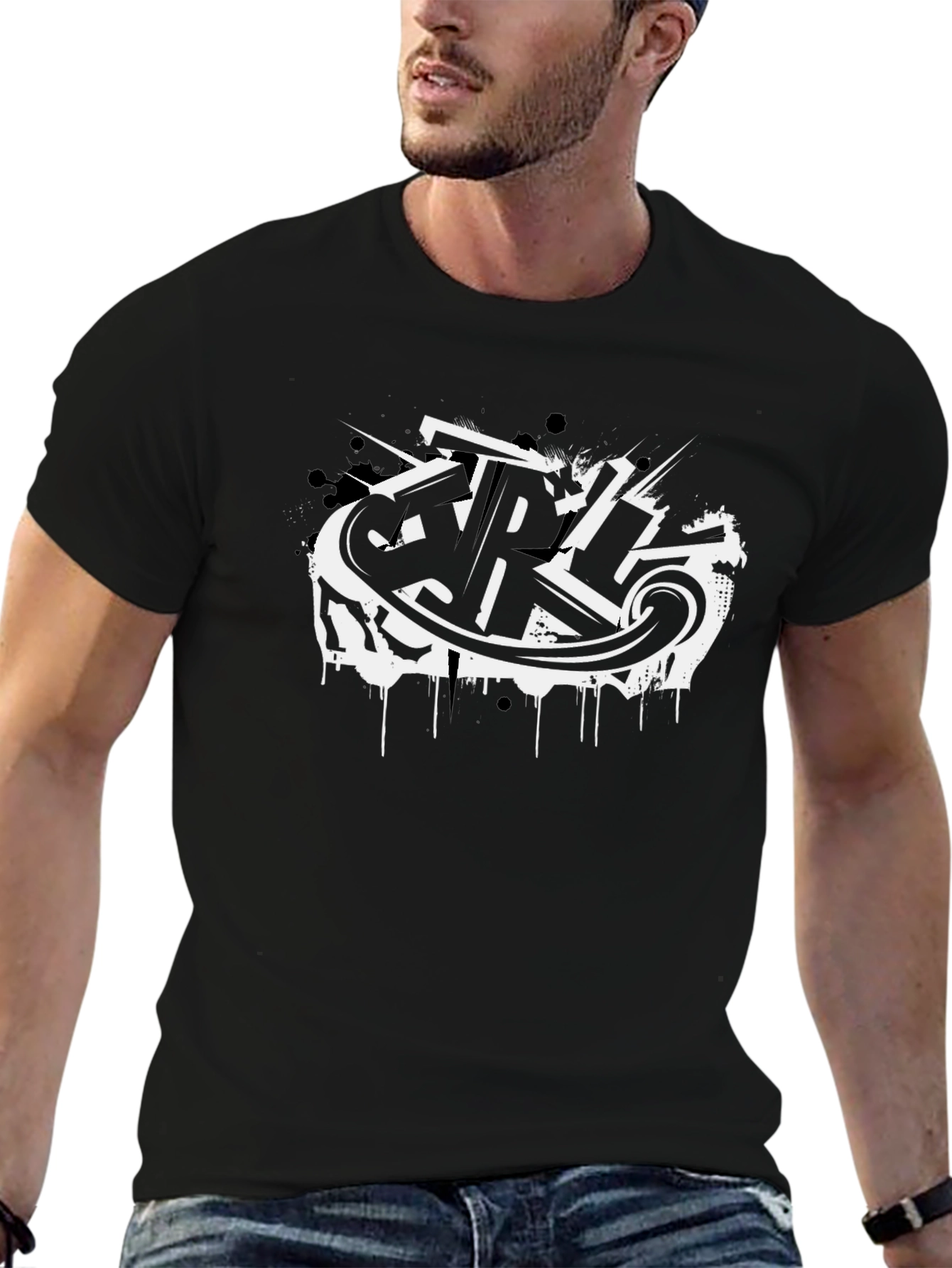 Stylish Black T-Shirt with Graffiti Design