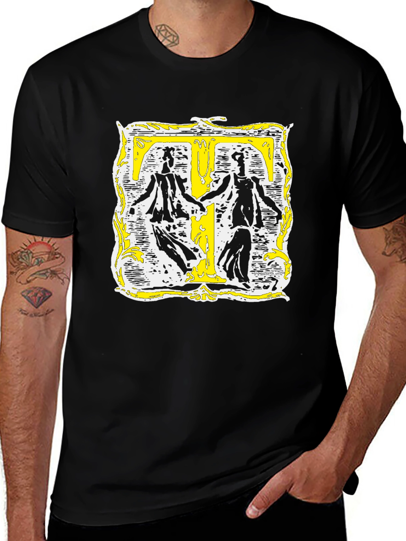 Gemini Zodiac Sign Black T-Shirt