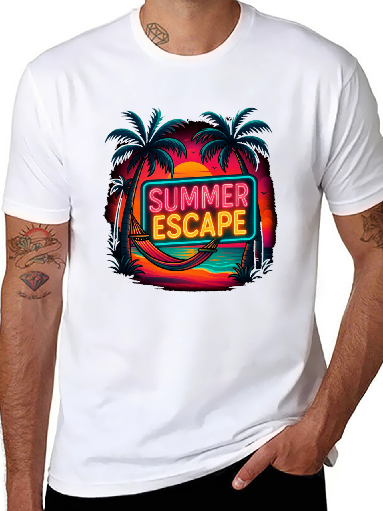 Summer Escape Graphic Tee - Tropical Vacation Vibes