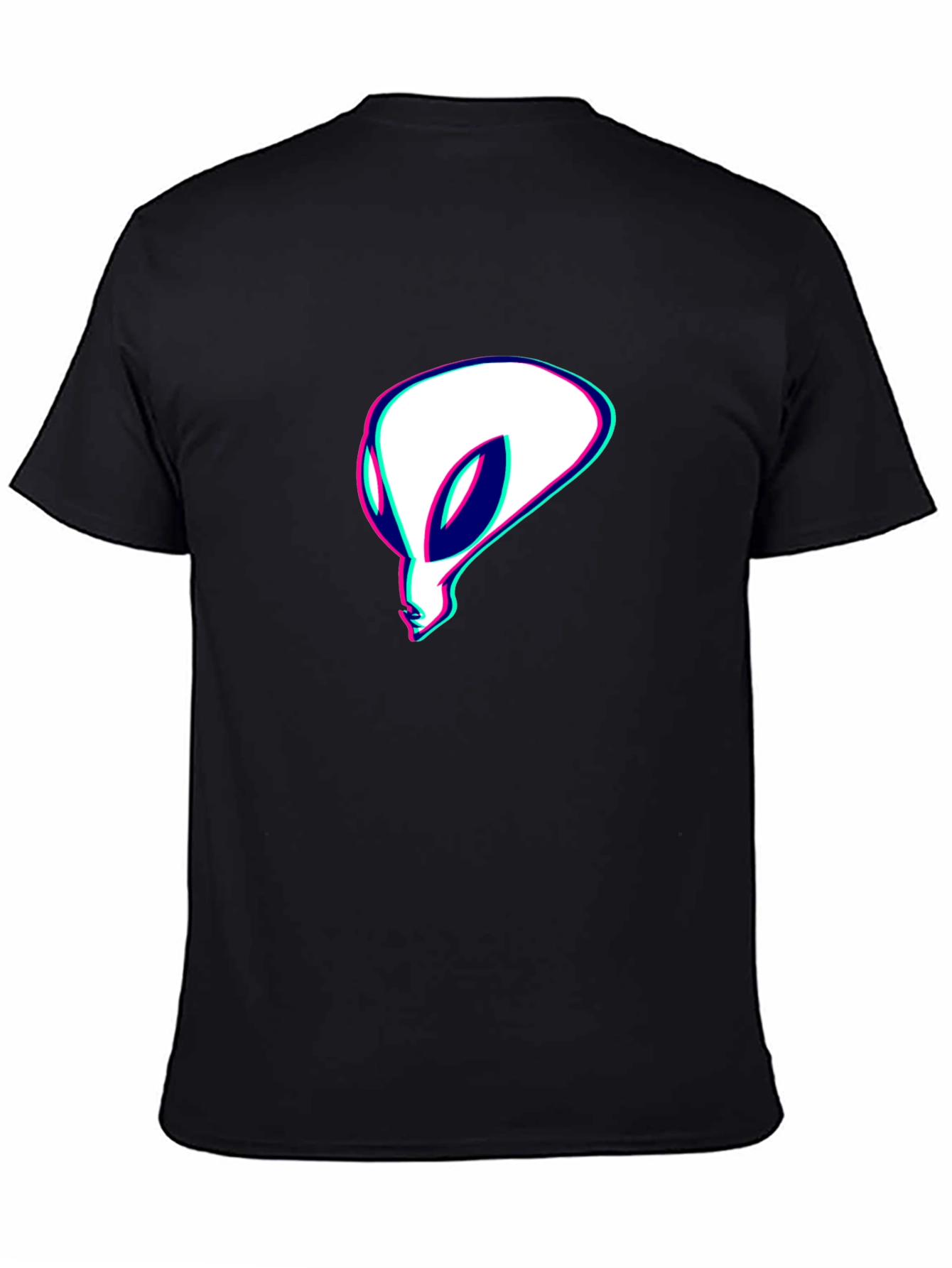 Alien Head Graphic Tee - Black Cotton T-Shirt