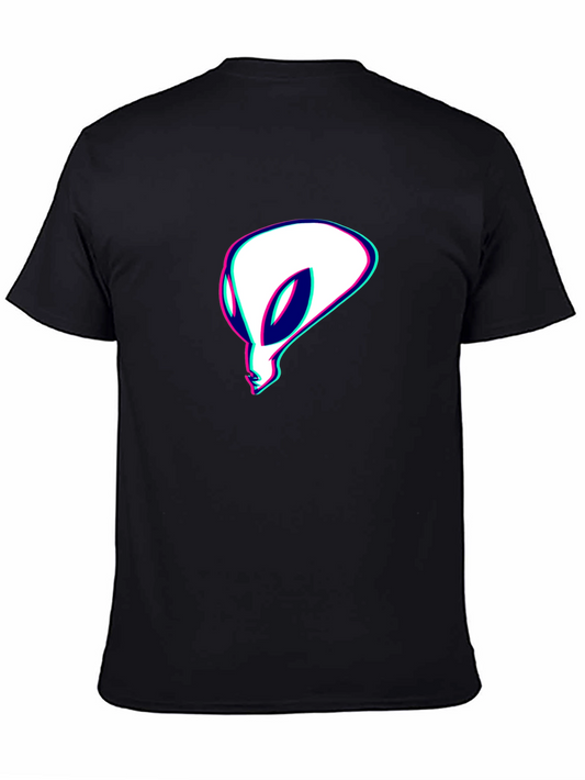 Alien Head Graphic Tee - Black Cotton T-Shirt