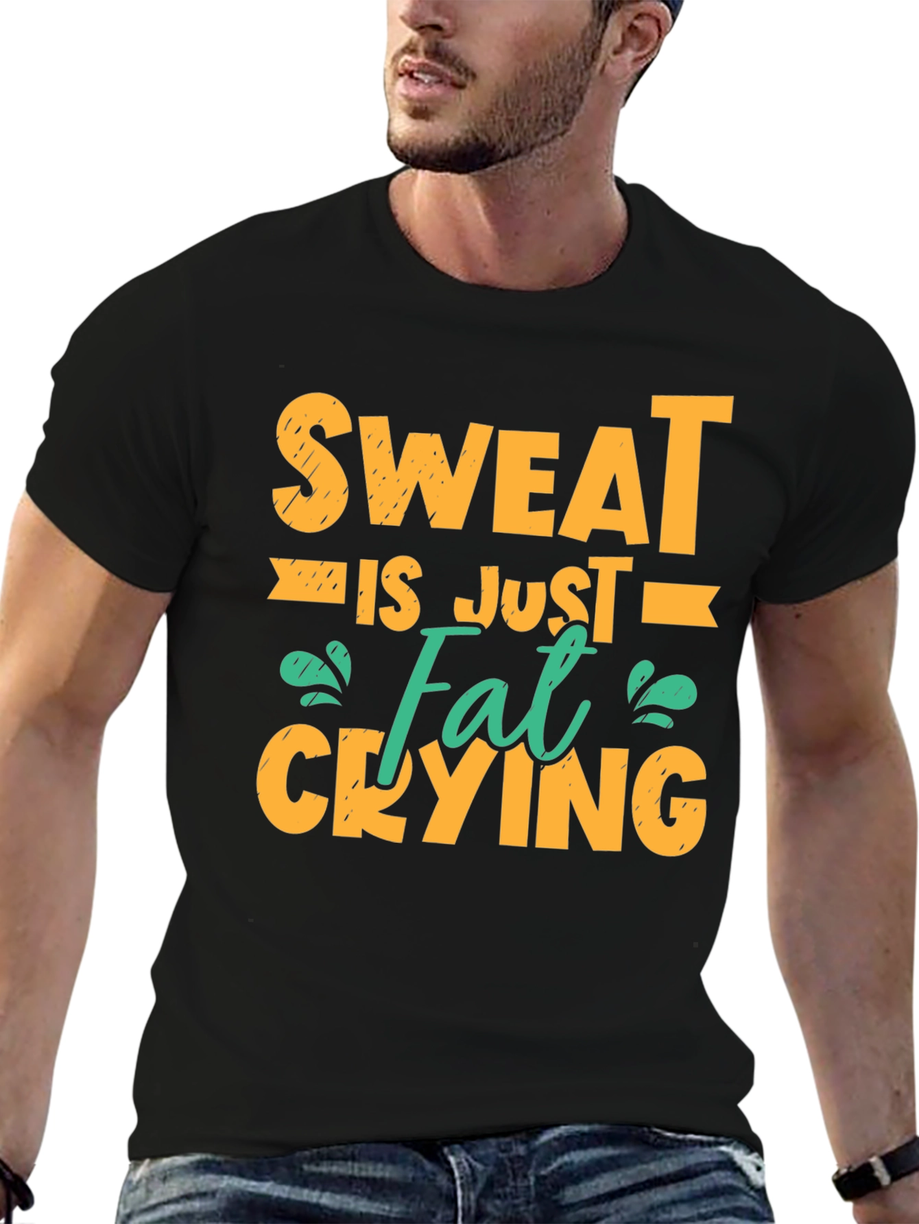 Sweat is Just Fat Crying Graphic T-Shirt