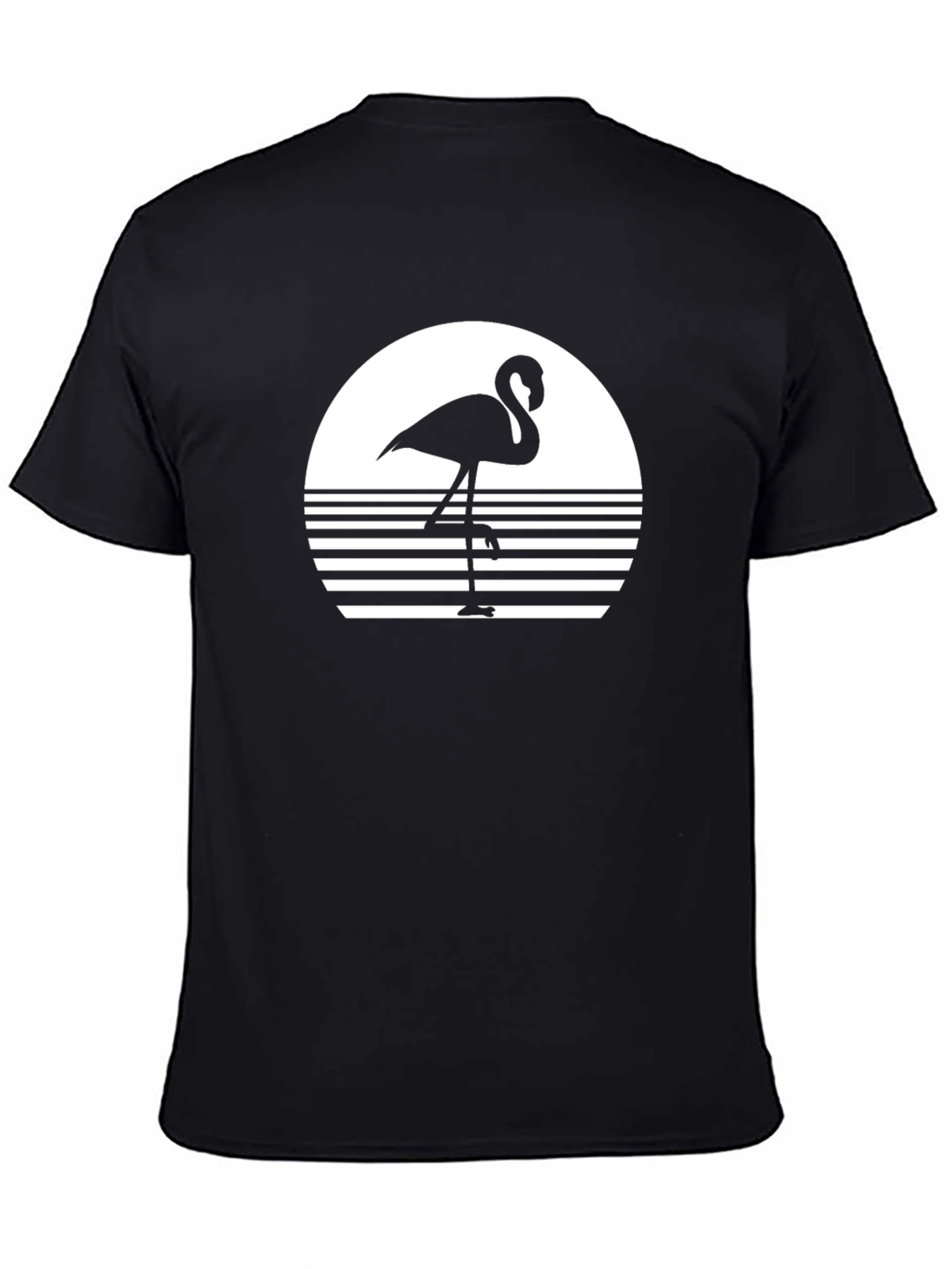Retro Flamingo Sunset Graphic Tee - Black