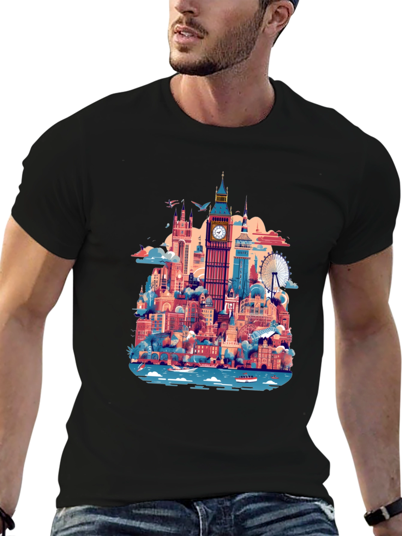 London Skyline Graphic Tee - Black