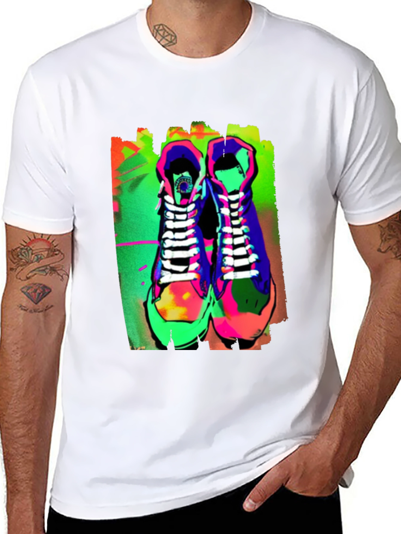Neon Sneaker Graphic Tee - Streetwear Style