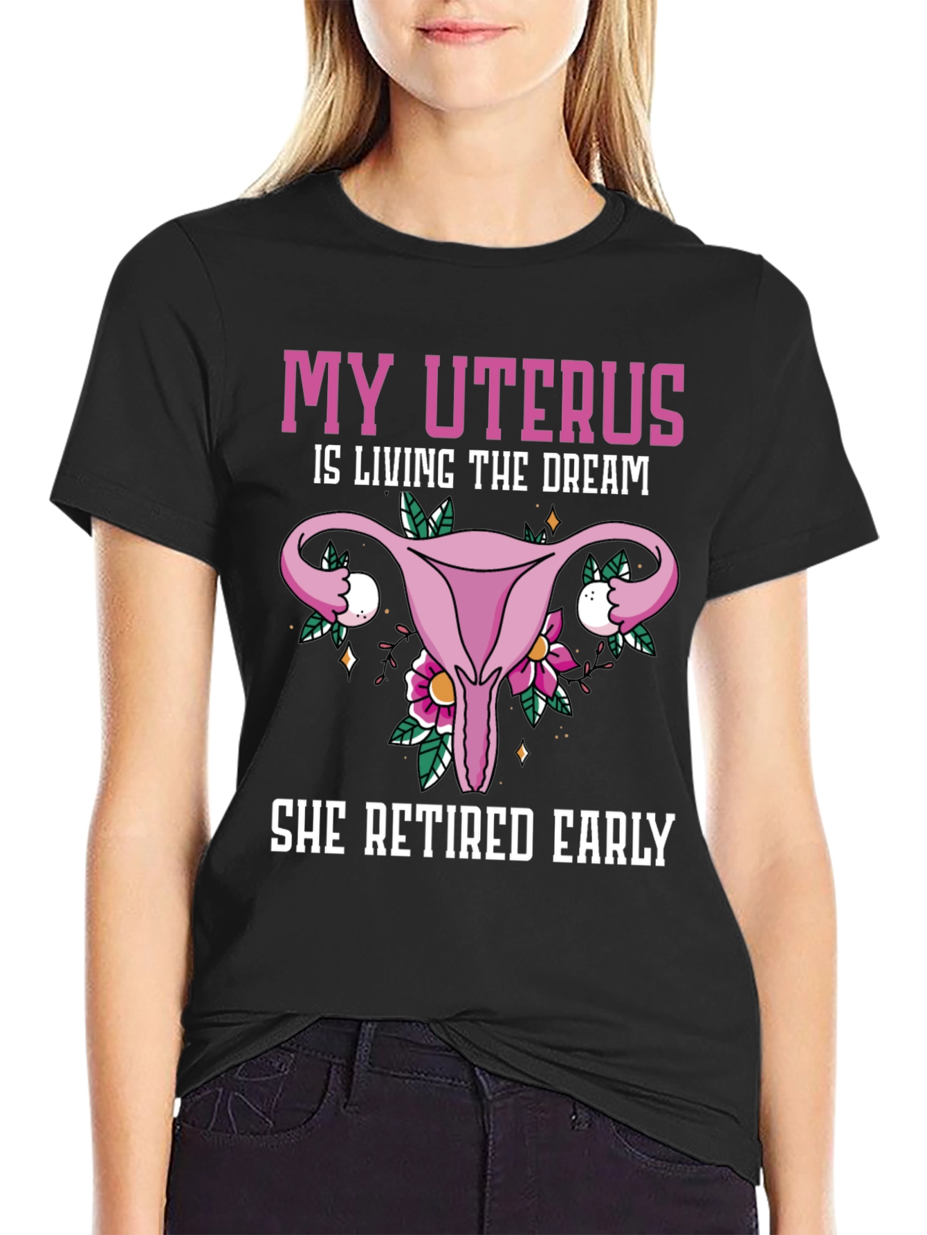 Uterus Retired Early T-Shirt Funny Womens Health Tee