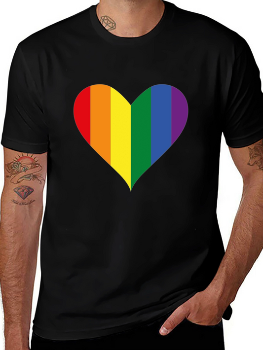 Pride Heart Graphic Tee - Black Cotton Blend