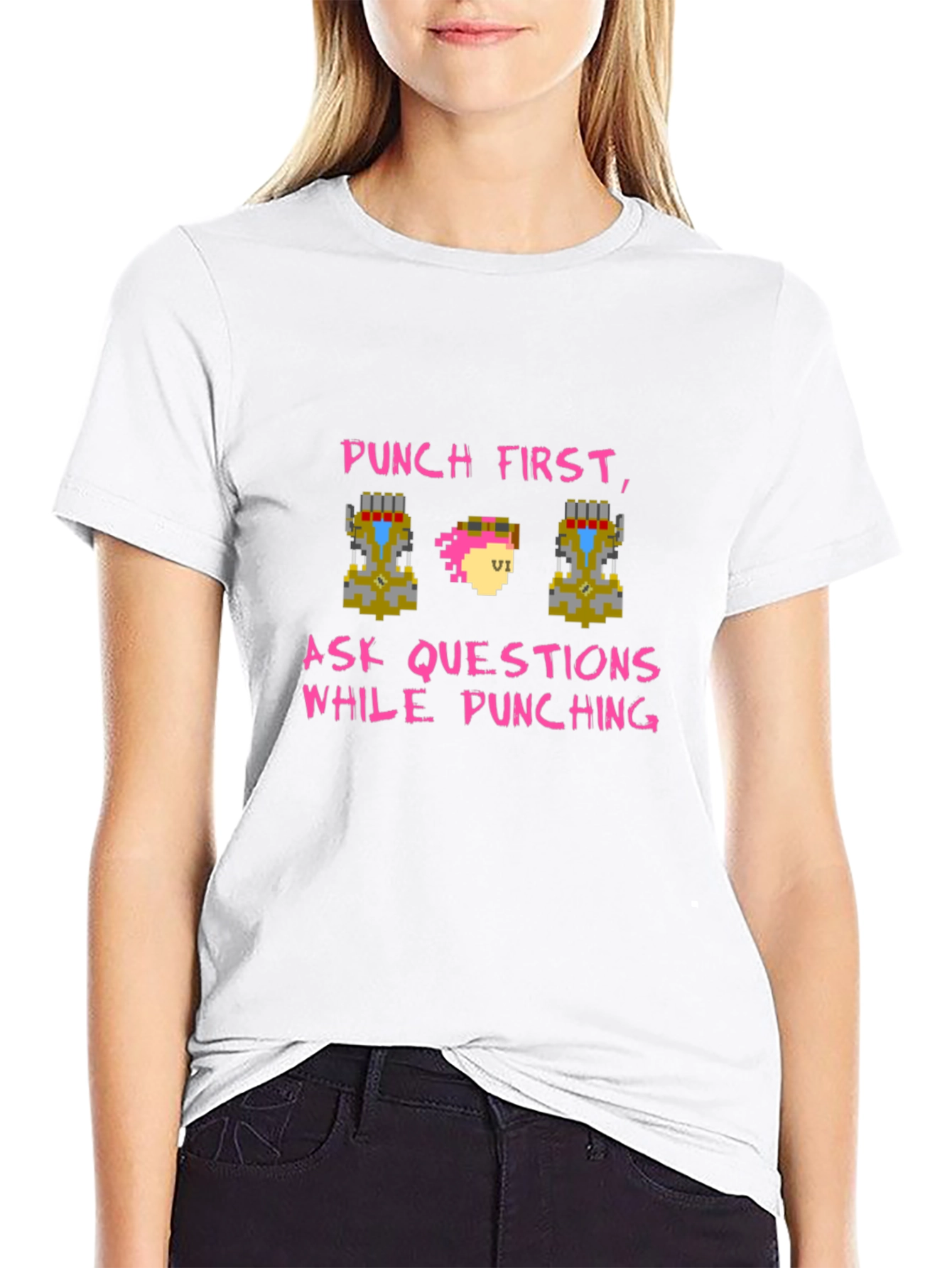 Punch First Pixel Art Tee - Gamer Style