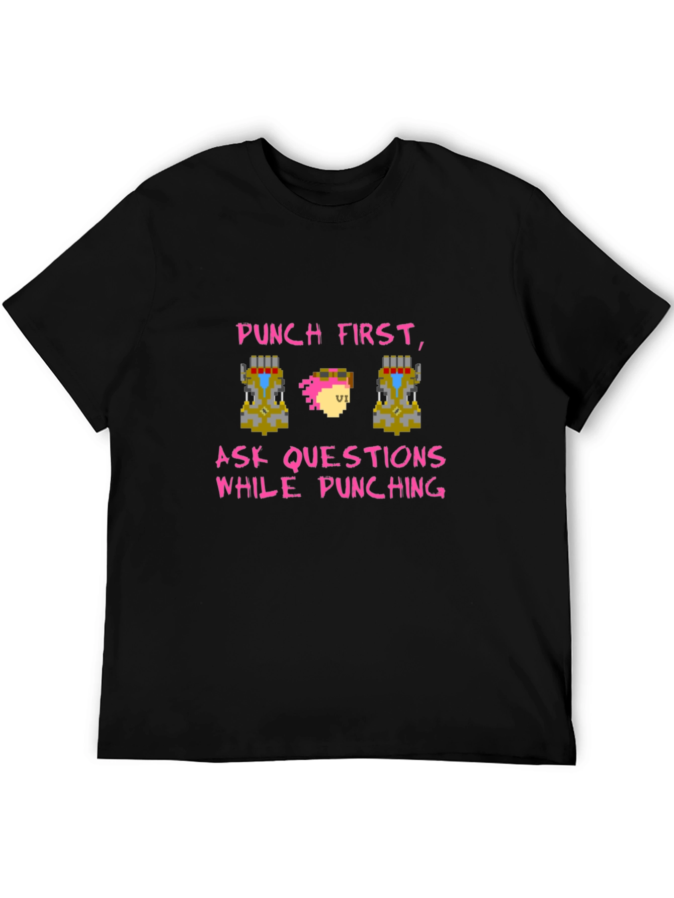 Punch First Pixel Art Tee - Gamer Style
