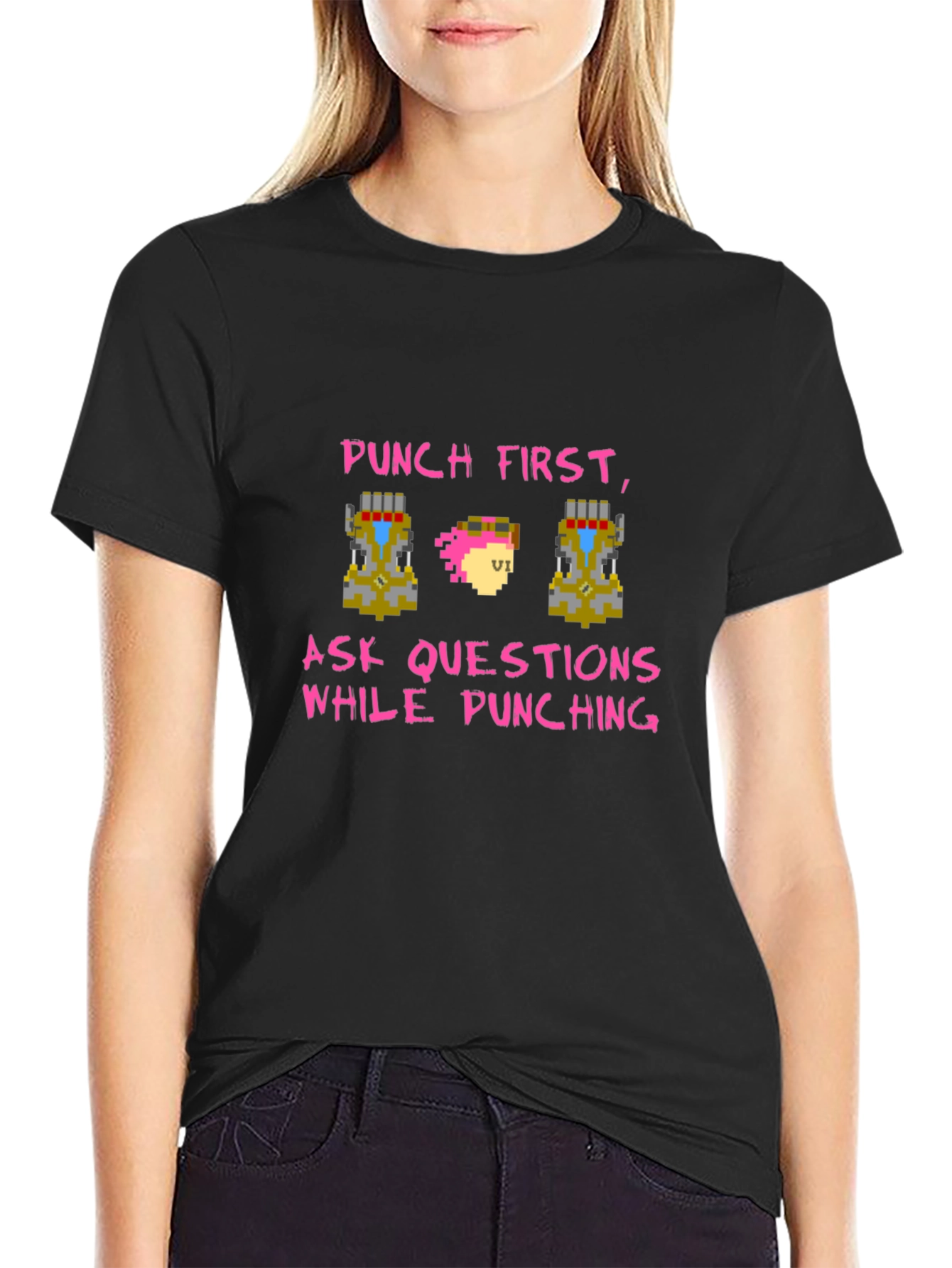 Punch First Pixel Art Tee - Gamer Style