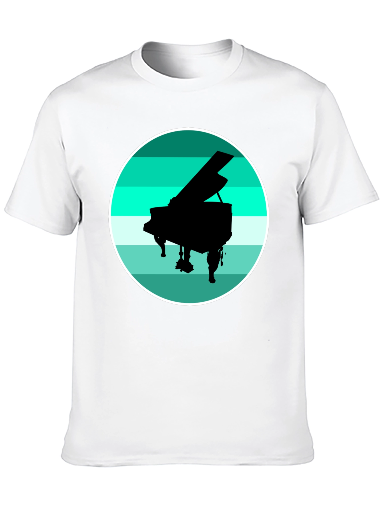 Piano Silhouette Graphic Tee - Black Cotton Blend