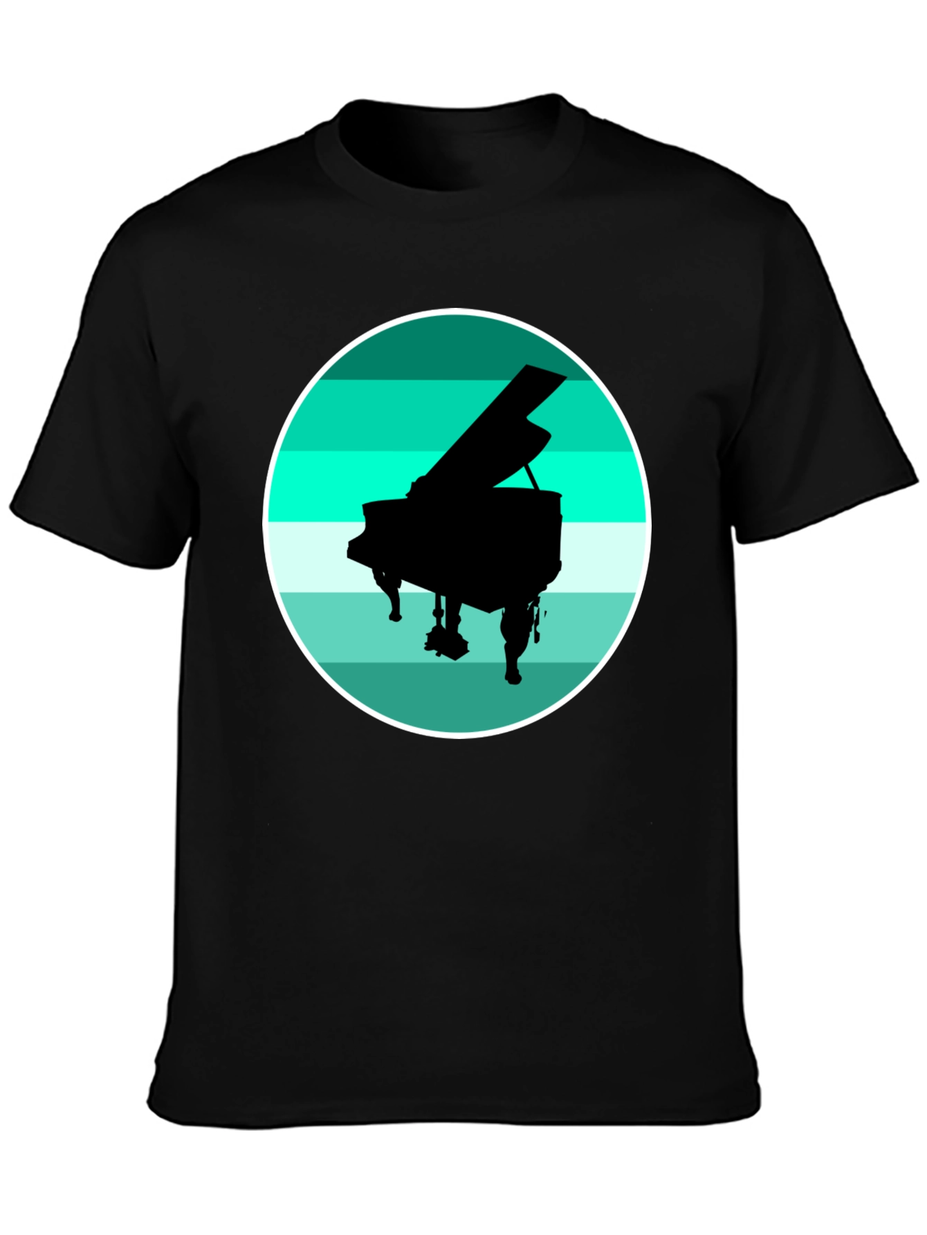 Piano Silhouette Graphic Tee - Black Cotton Blend