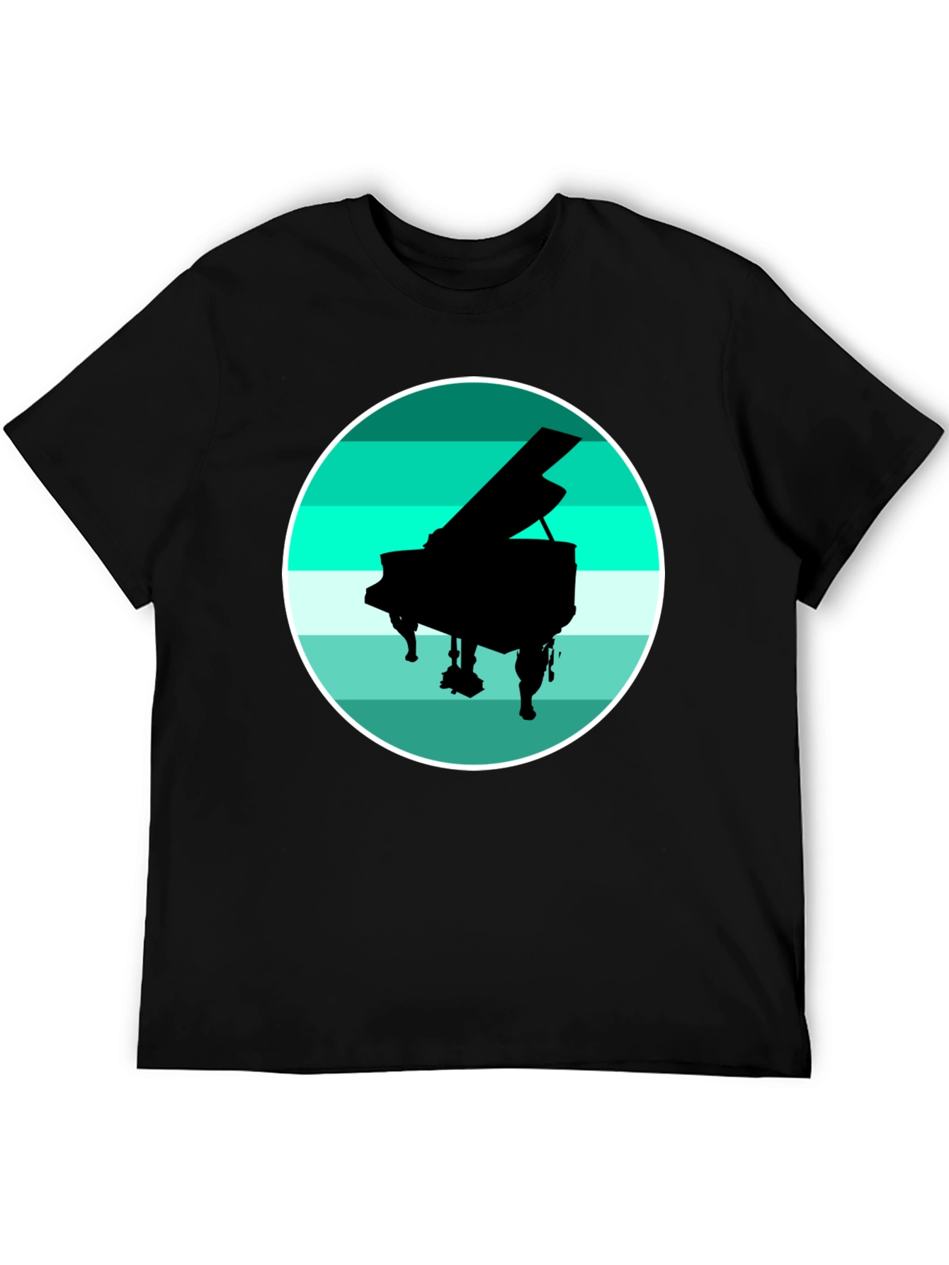 Piano Silhouette Graphic Tee - Black Cotton Blend