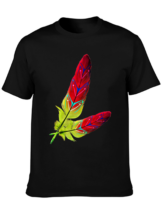 Feather Graphic Tee - Stylish Mens Black T-Shirt