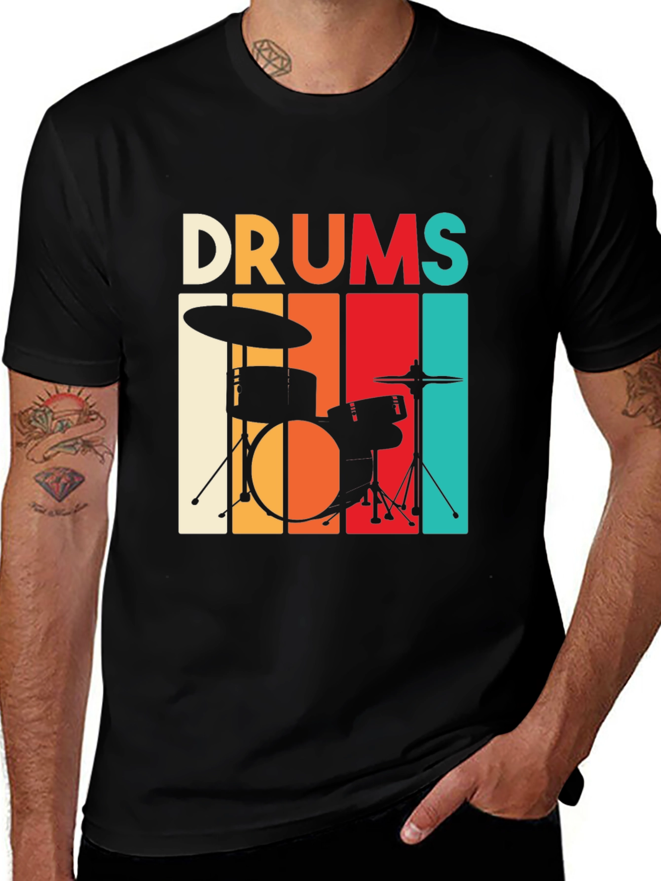 Retro Drums Graphic T-Shirt - Music Lover Tee