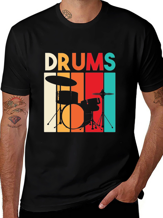 Retro Drums Graphic T-Shirt - Music Lover Tee