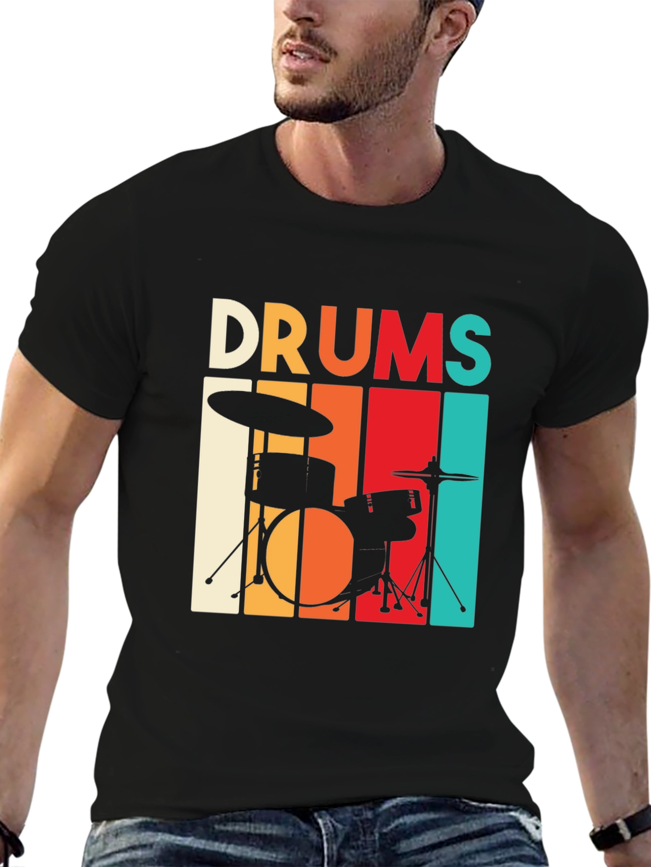 Retro Drums Graphic T-Shirt - Music Lover Tee