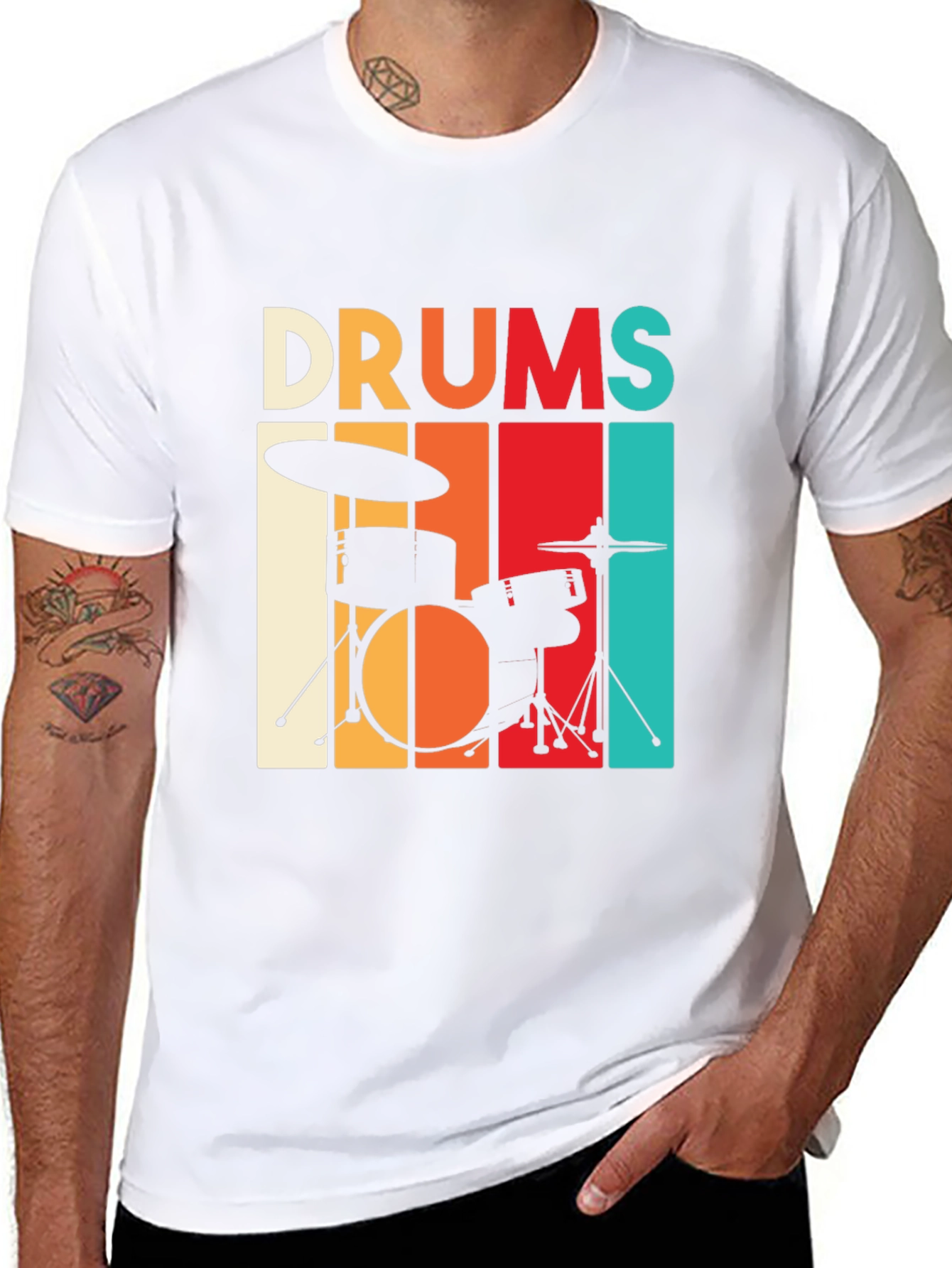 Retro Drums Graphic T-Shirt - Music Lover Tee