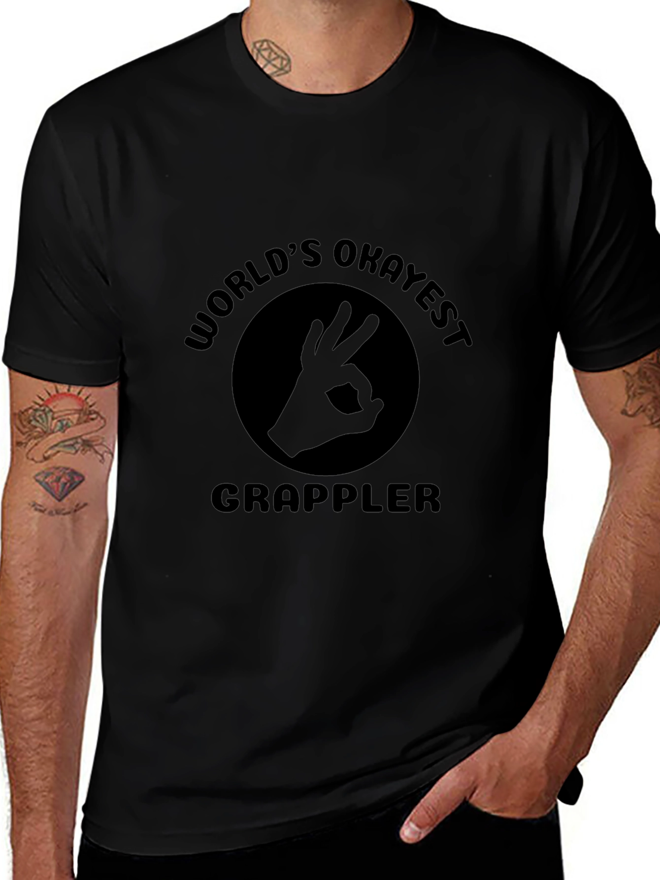 Worlds Okayest Grappler Black T-Shirt