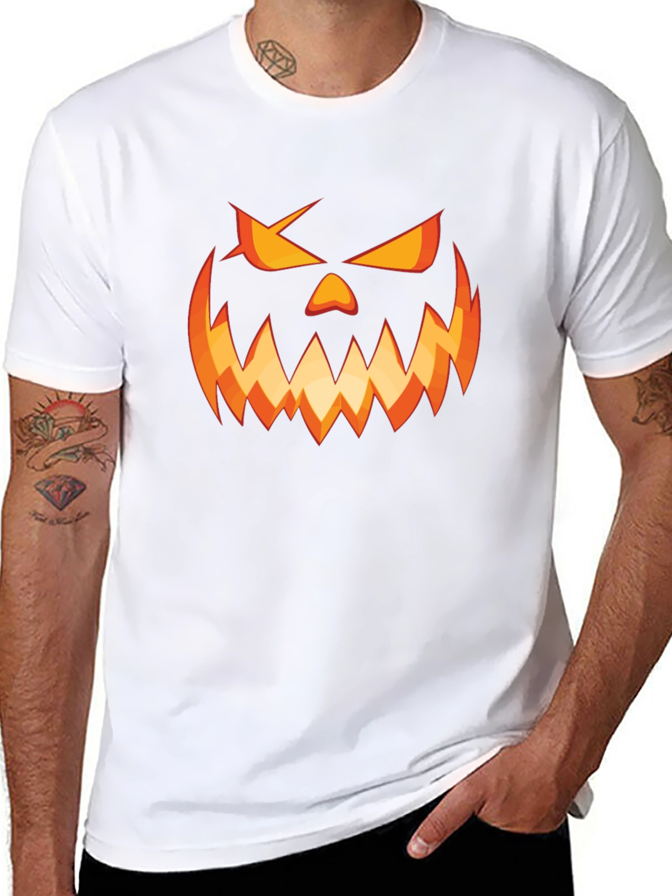 Halloween Pumpkin Face Graphic Tee - Scary & Stylish