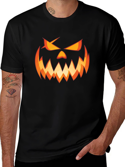 Halloween Pumpkin Face Graphic Tee - Scary & Stylish
