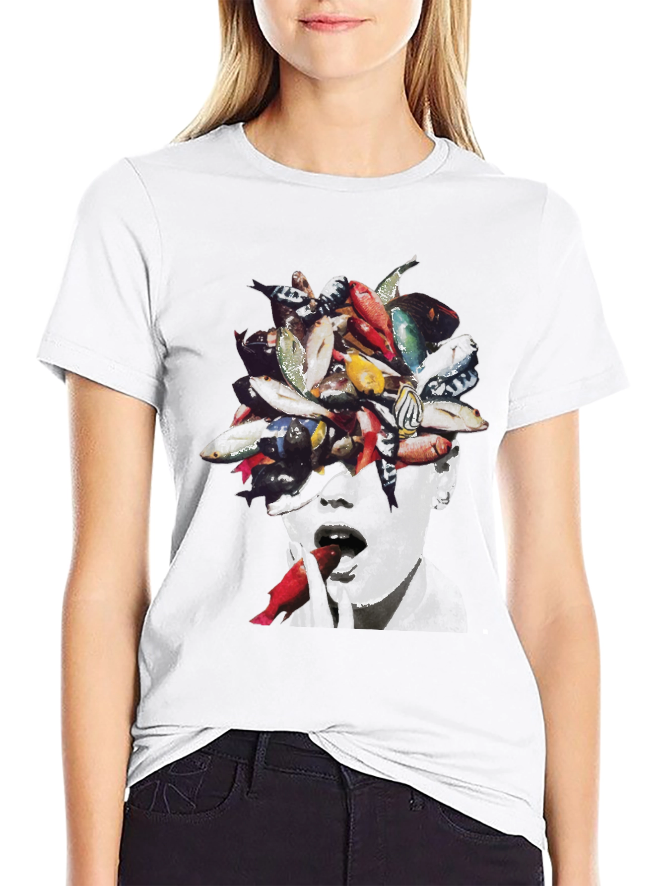 Fish Head Graphic Tee - Unique Artistic Design