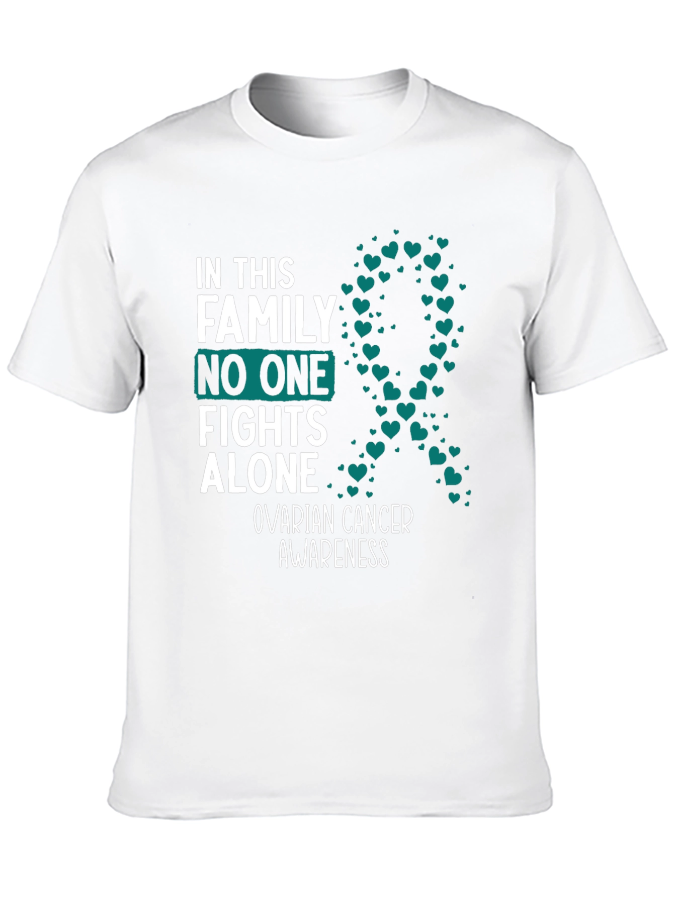 Ovarian Cancer Awareness Ribbon Heart T-Shirt