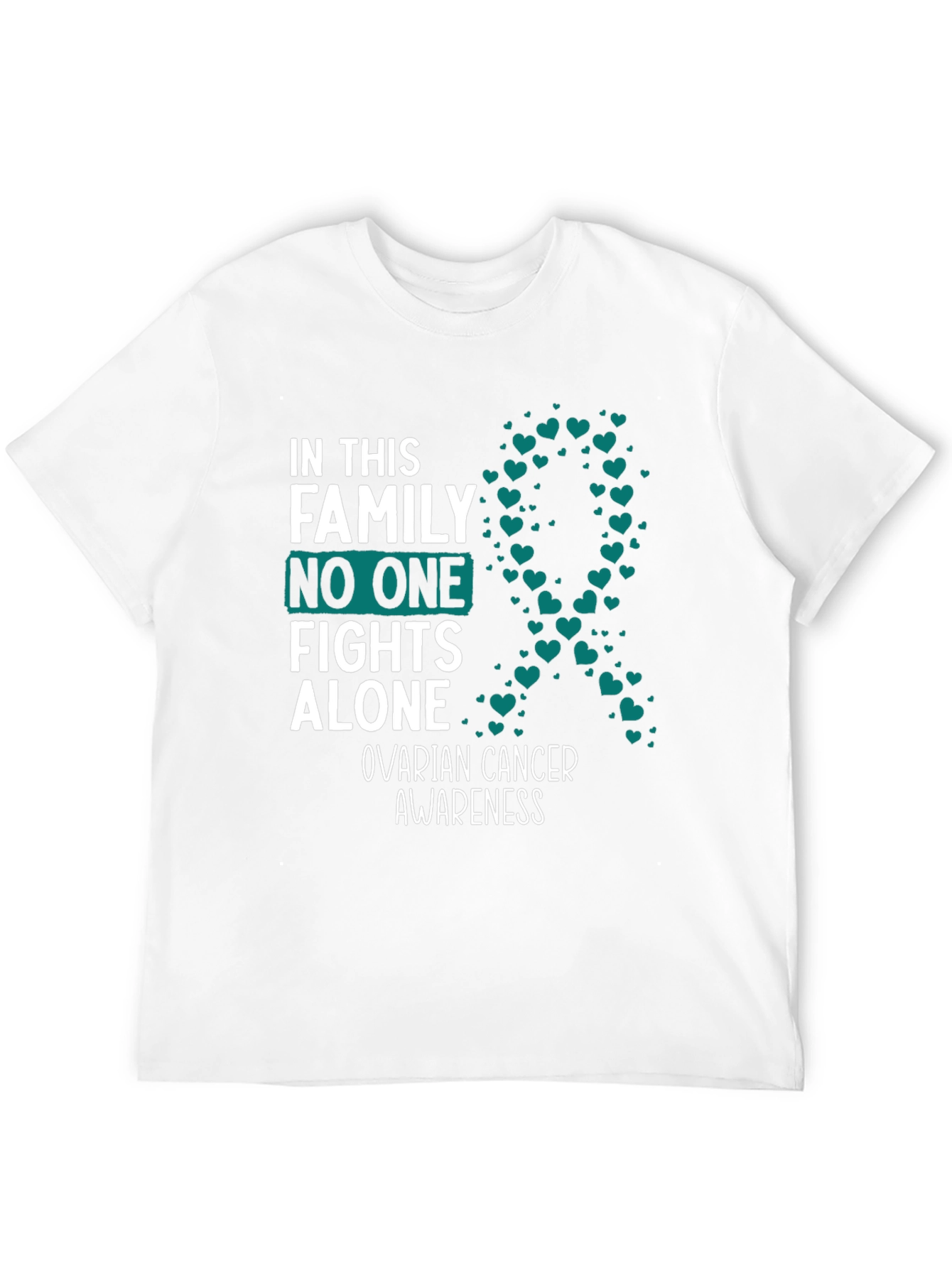 Ovarian Cancer Awareness Ribbon Heart T-Shirt