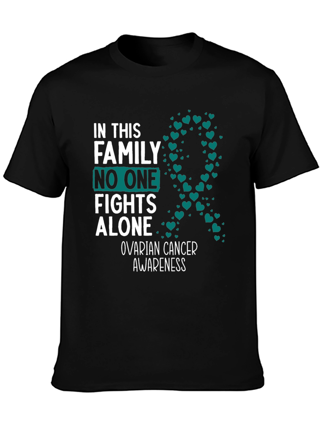 Ovarian Cancer Awareness Ribbon Heart T-Shirt
