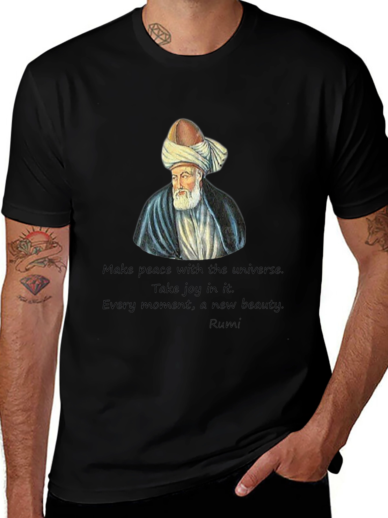 Rumi Quote Black T-Shirt - Spiritual Fashion