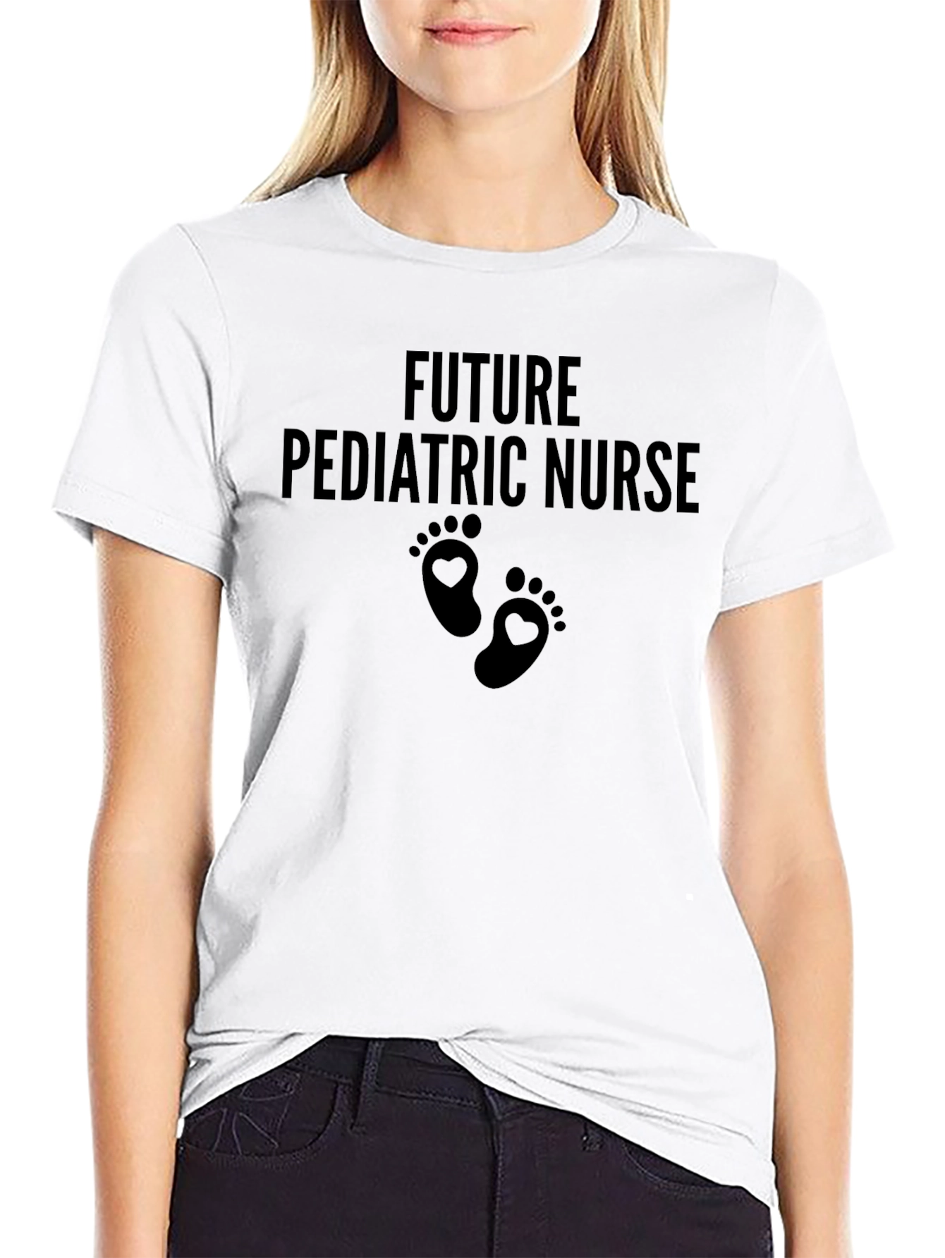 Future Pediatric Nurse T-Shirt - Cute Footprint Design