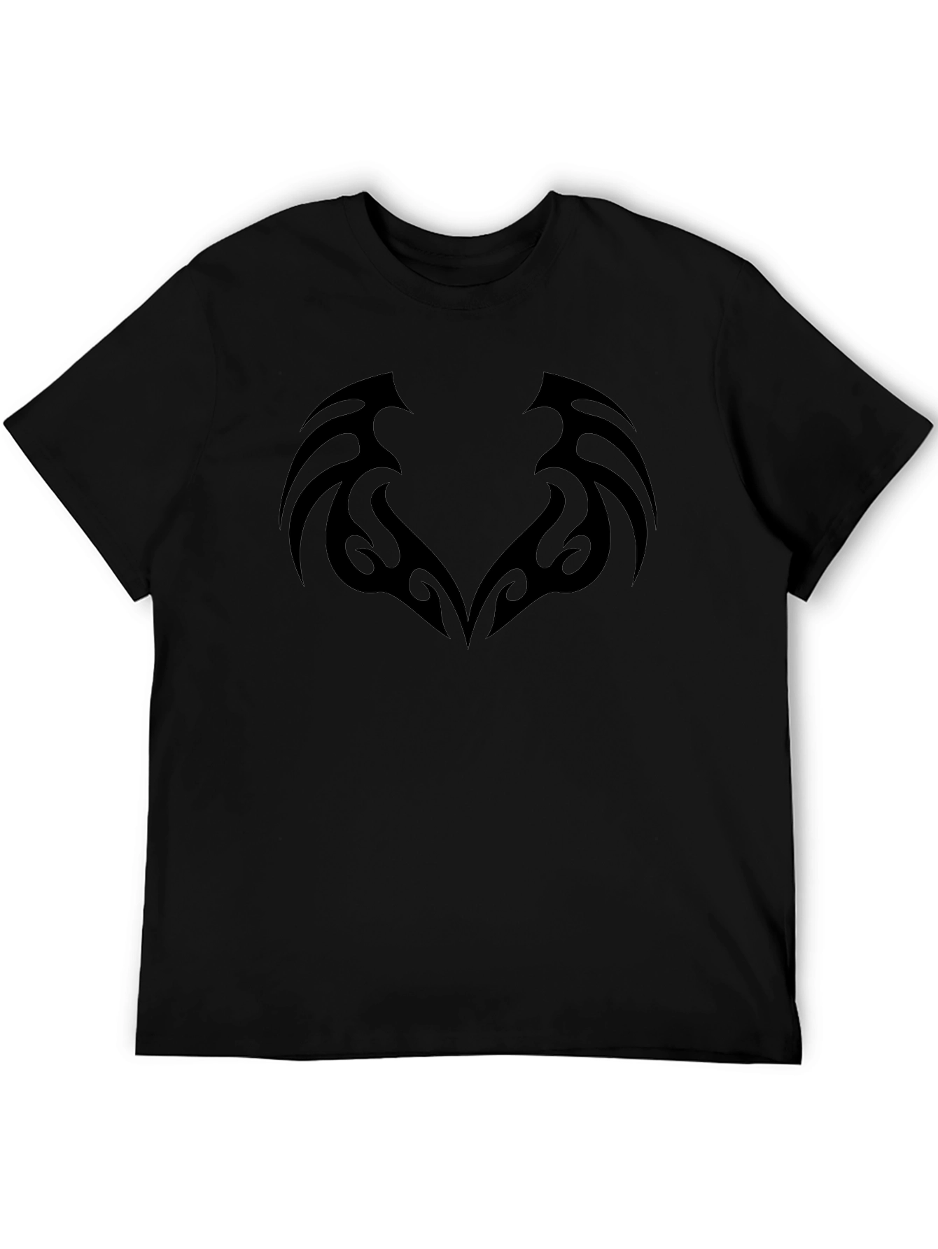 Tribal Design Black T-Shirt - Edgy Casual Wear