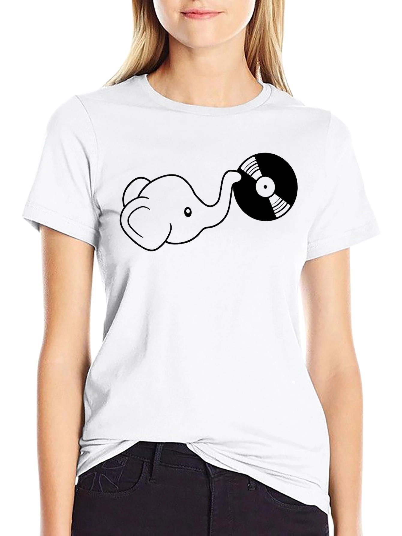 Elephant DJ T-Shirt - Black Cotton Graphic Tee