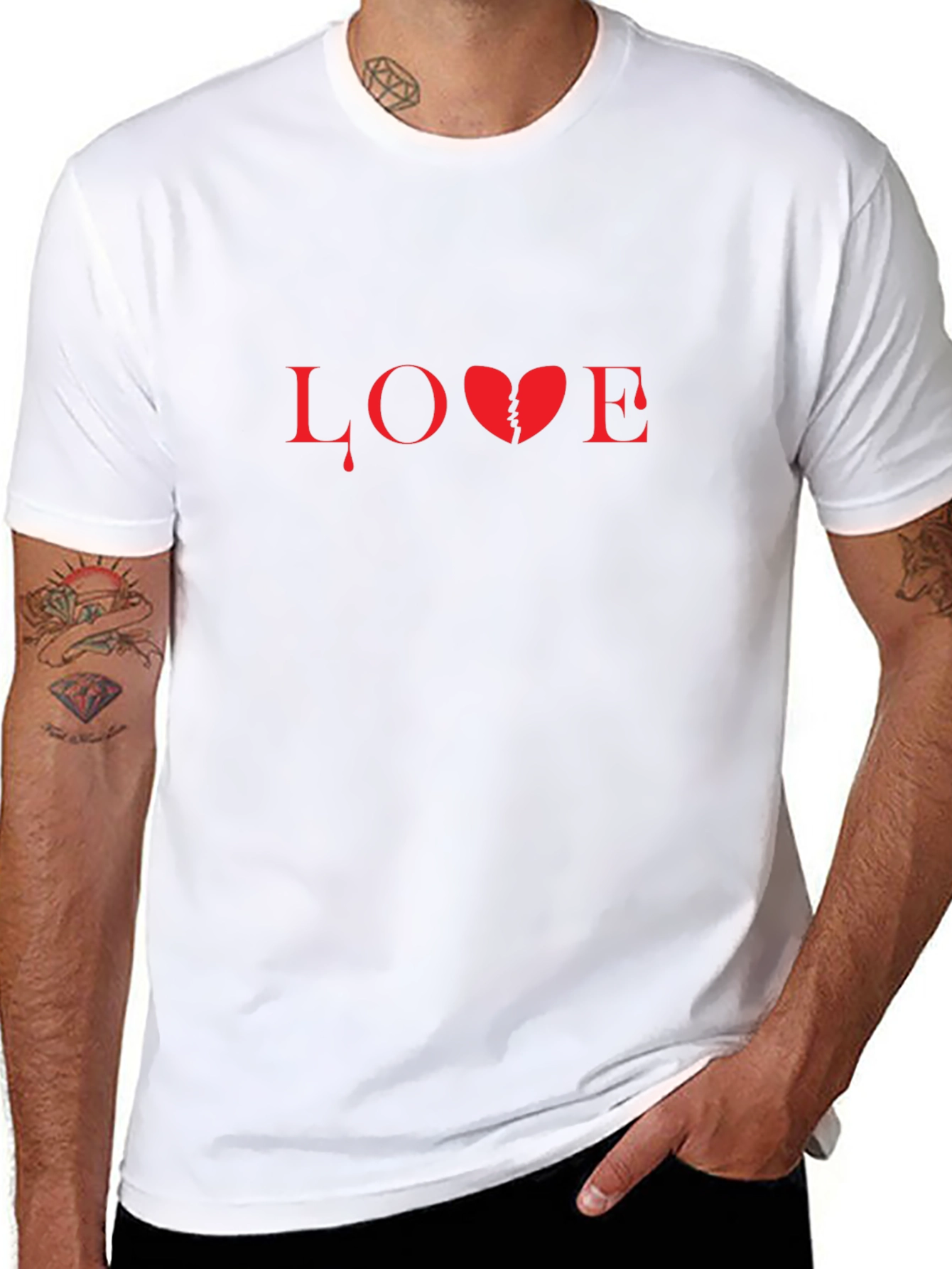 Broken Heart Love Graphic Black T-Shirt