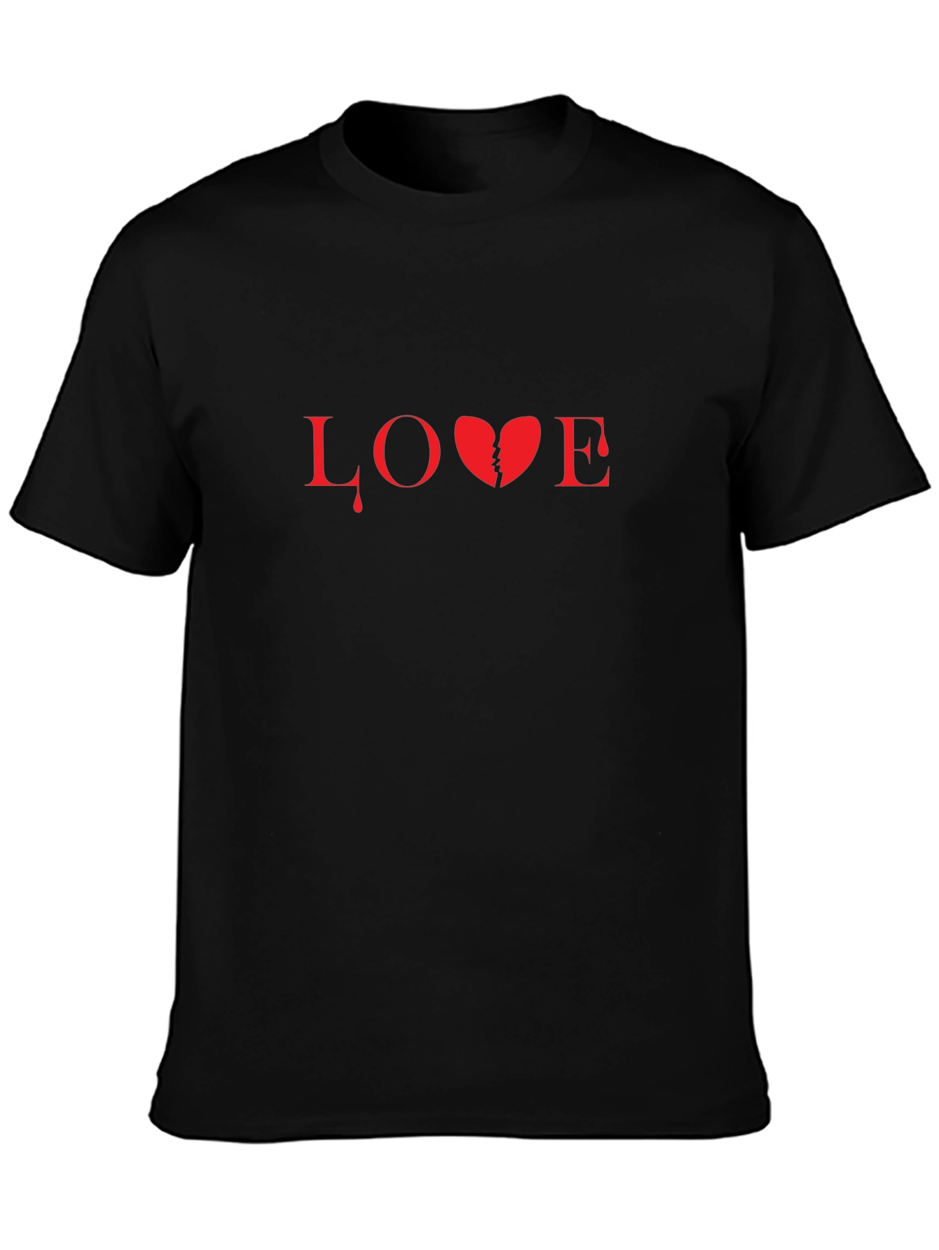 Broken Heart Love Graphic Black T-Shirt
