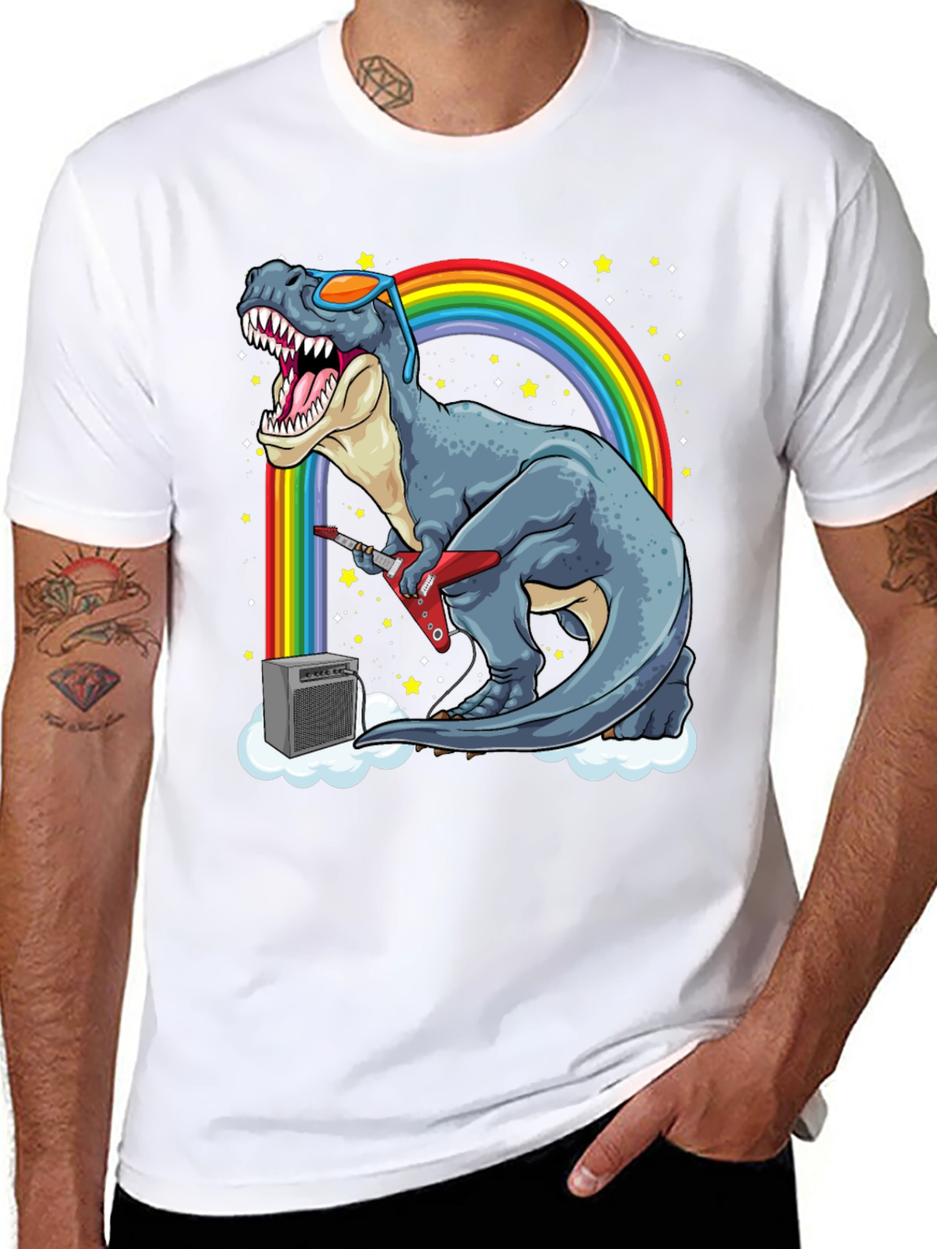 Dino Guitarist T-Shirt - Rock n Roll Dinosaur!