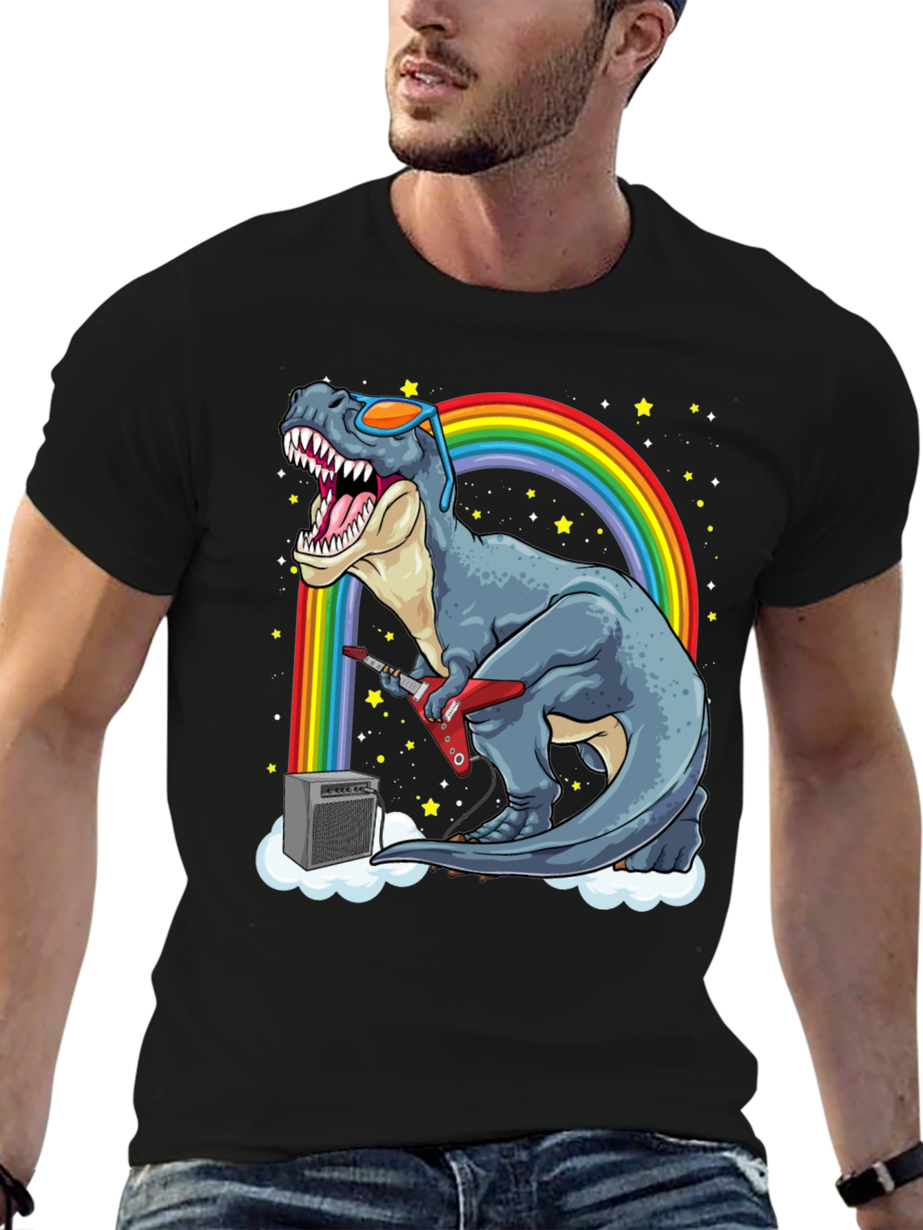 Dino Guitarist T-Shirt - Rock n Roll Dinosaur!