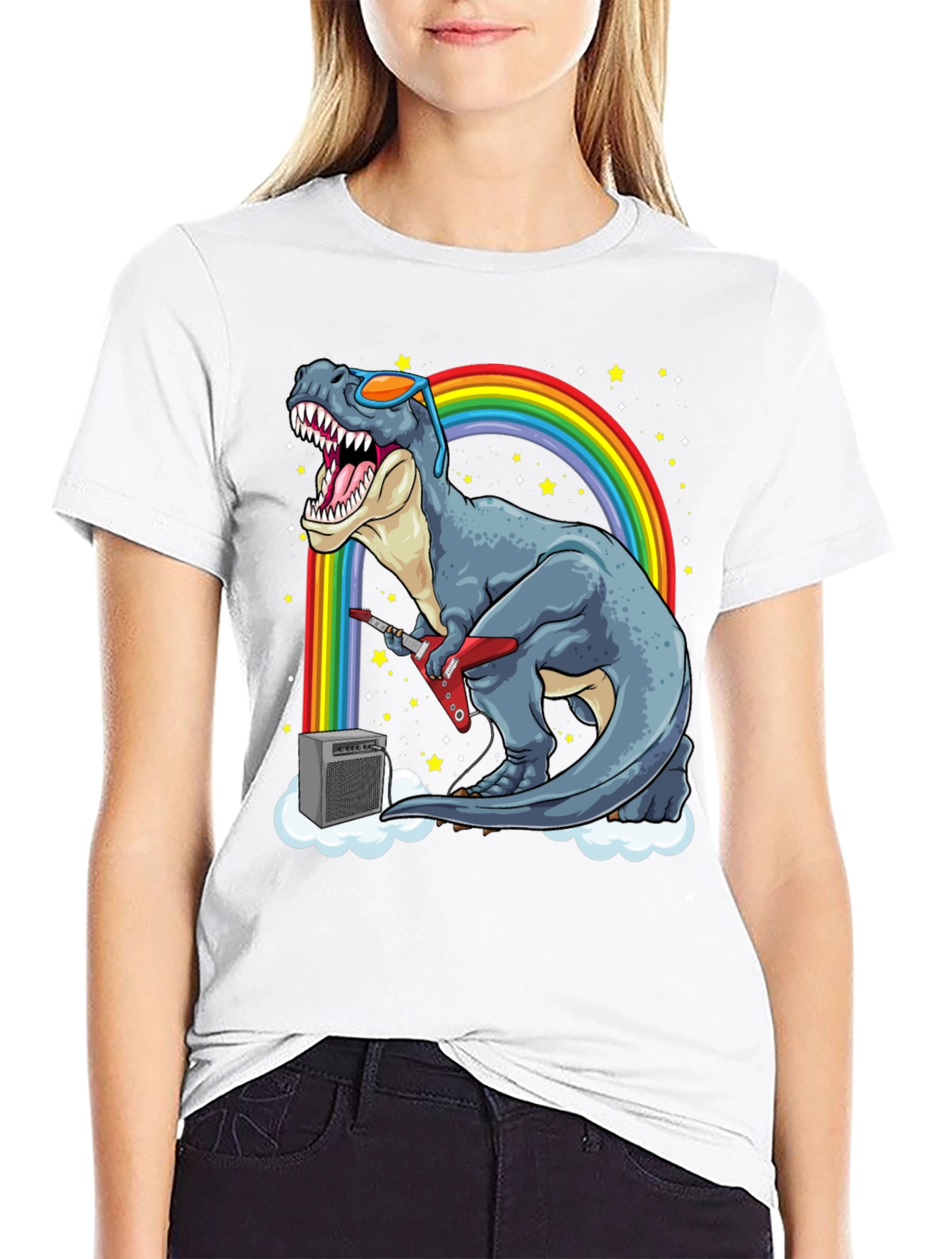 Dino Guitarist T-Shirt - Rock n Roll Dinosaur!