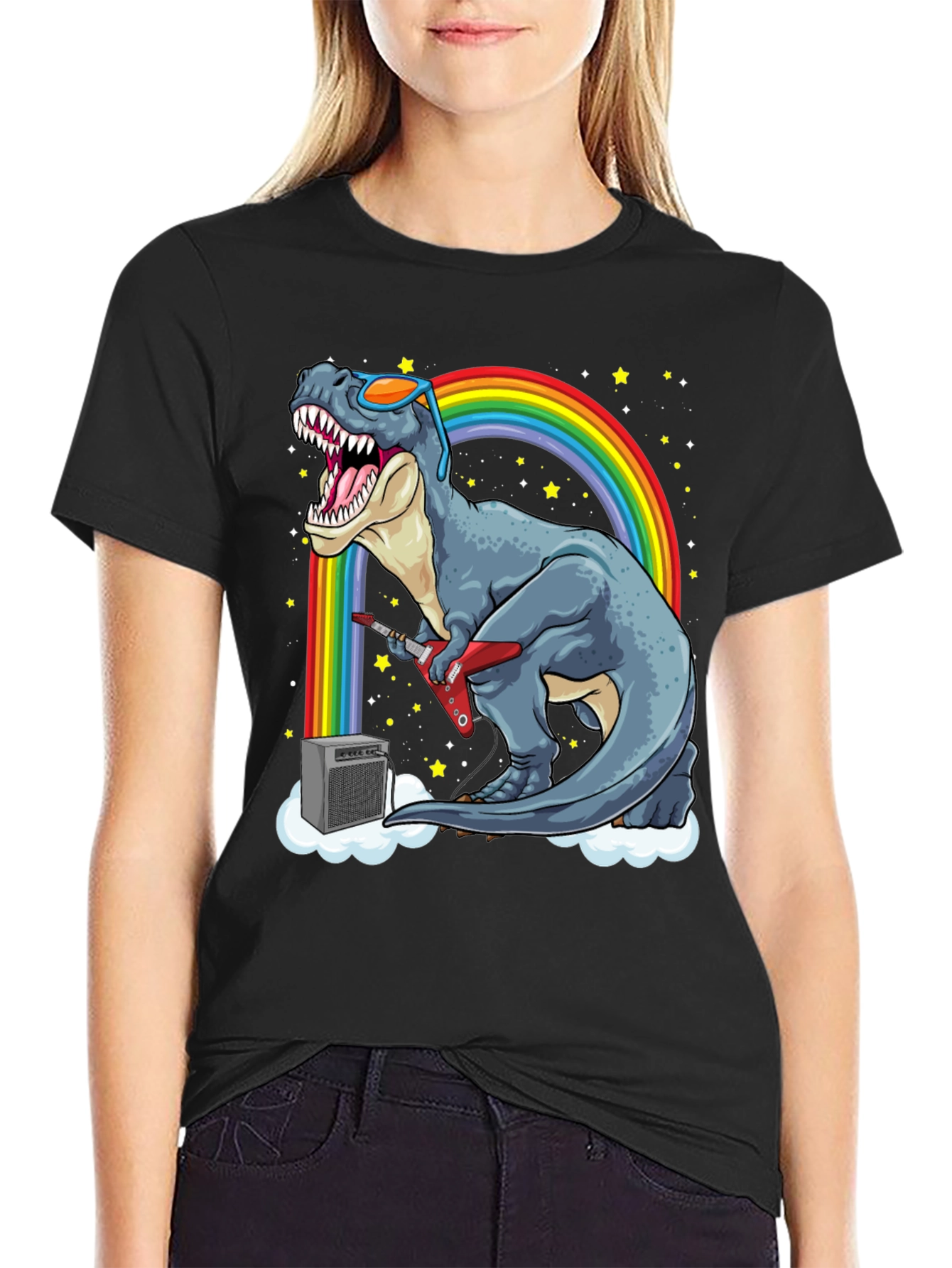 Dino Guitarist T-Shirt - Rock n Roll Dinosaur!