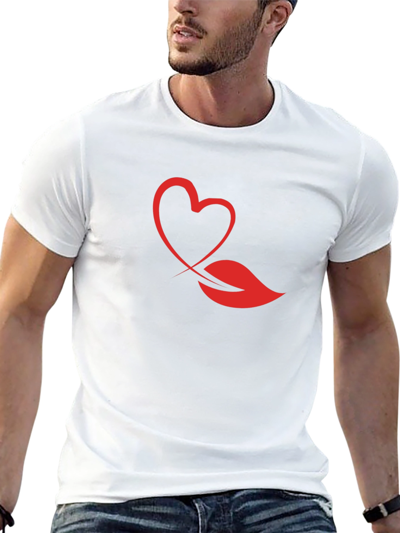 Heart & Lips Graphic Print Black T-Shirt