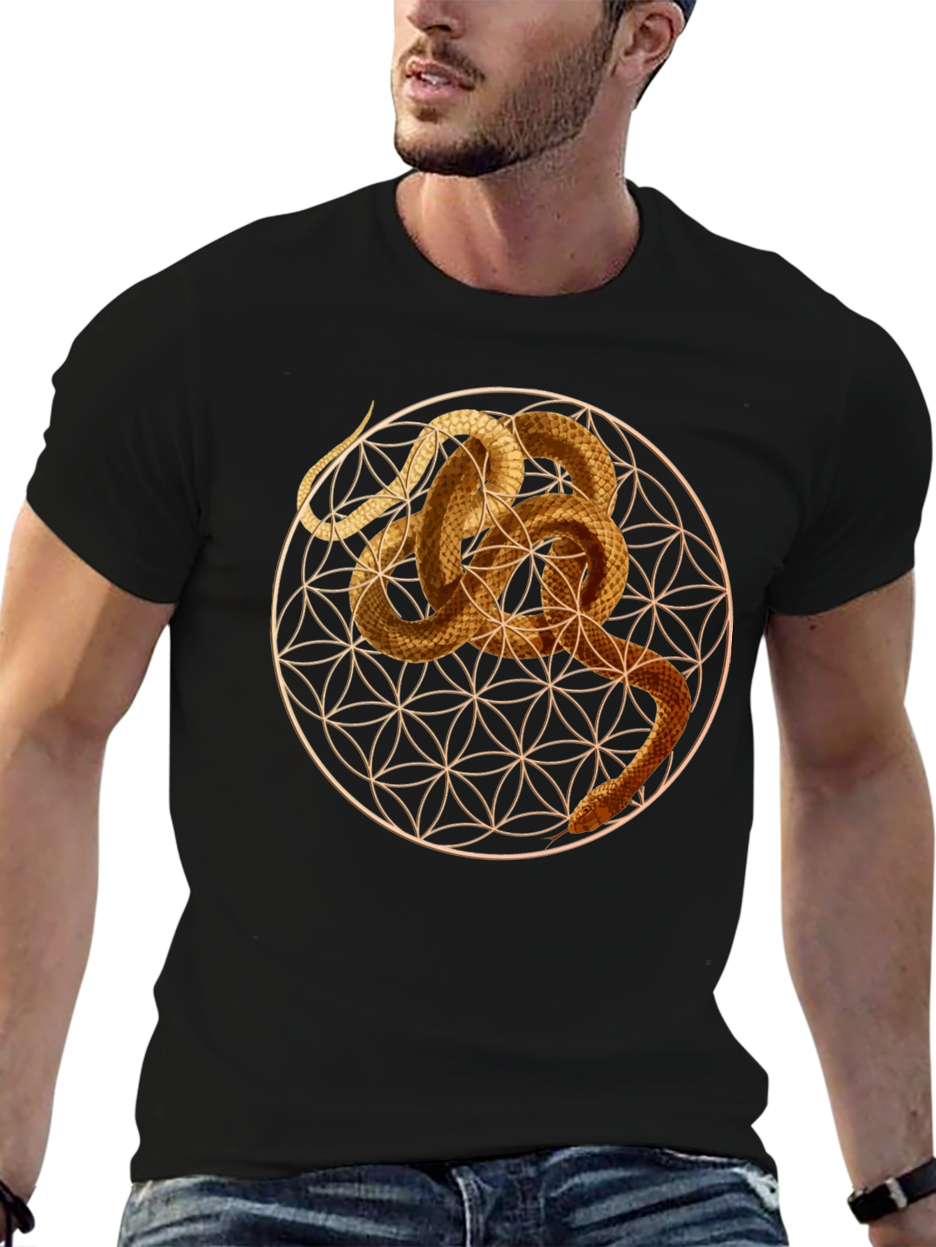 Snake Geometric Graphic Tee - Unique Stylish Design