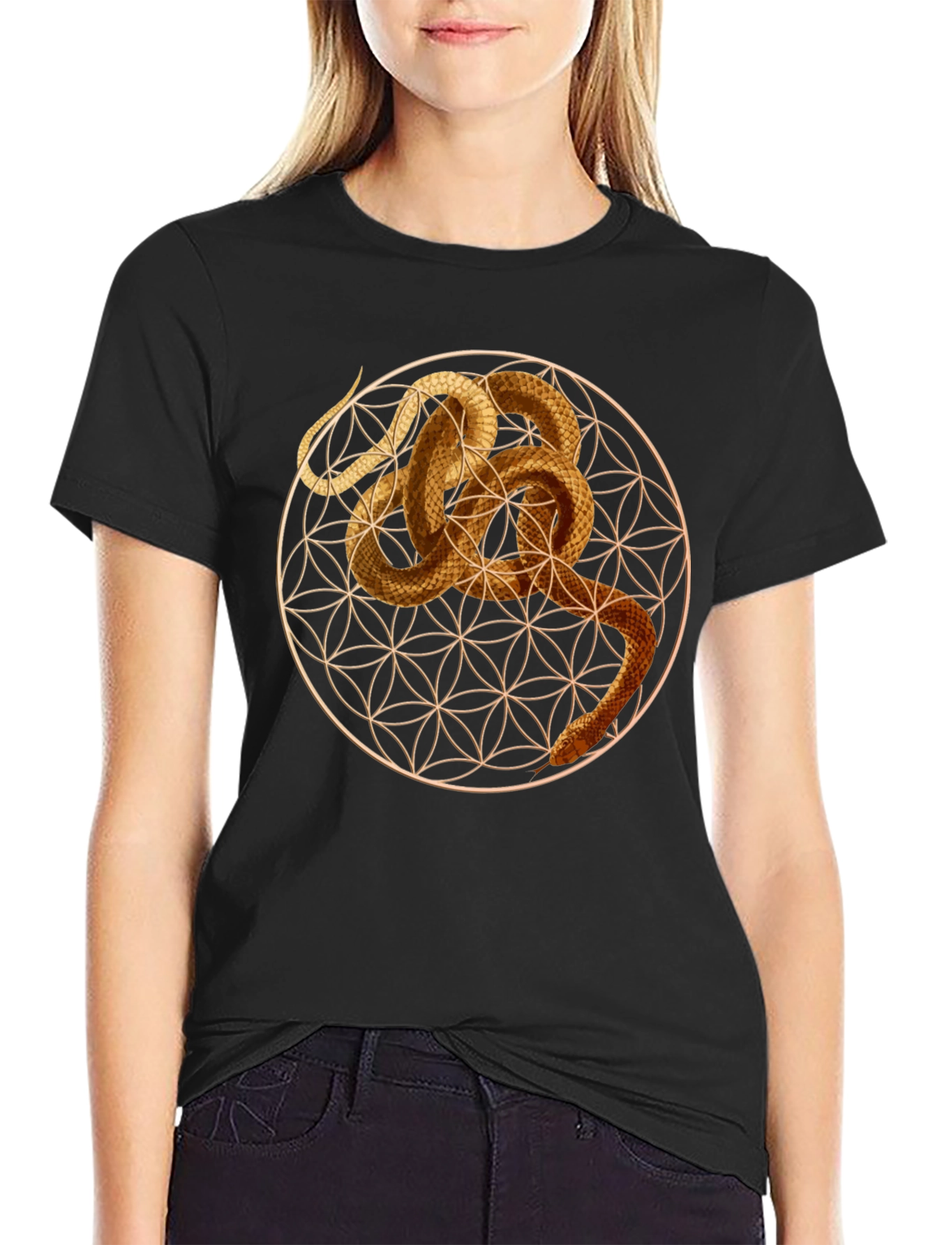 Snake Geometric Graphic Tee - Unique Stylish Design