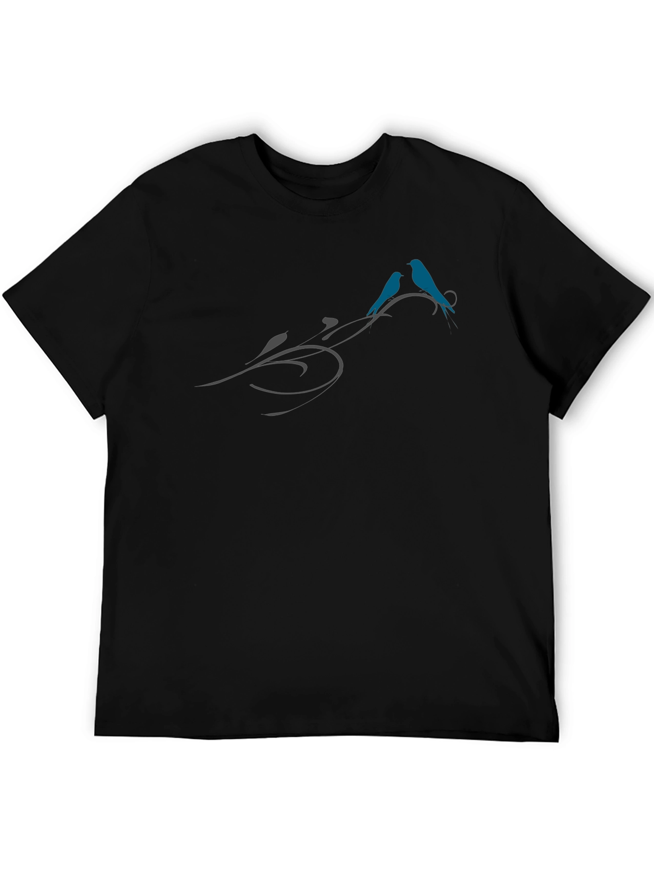Birds on Vine Graphic Tee - Stylish Black T-Shirt