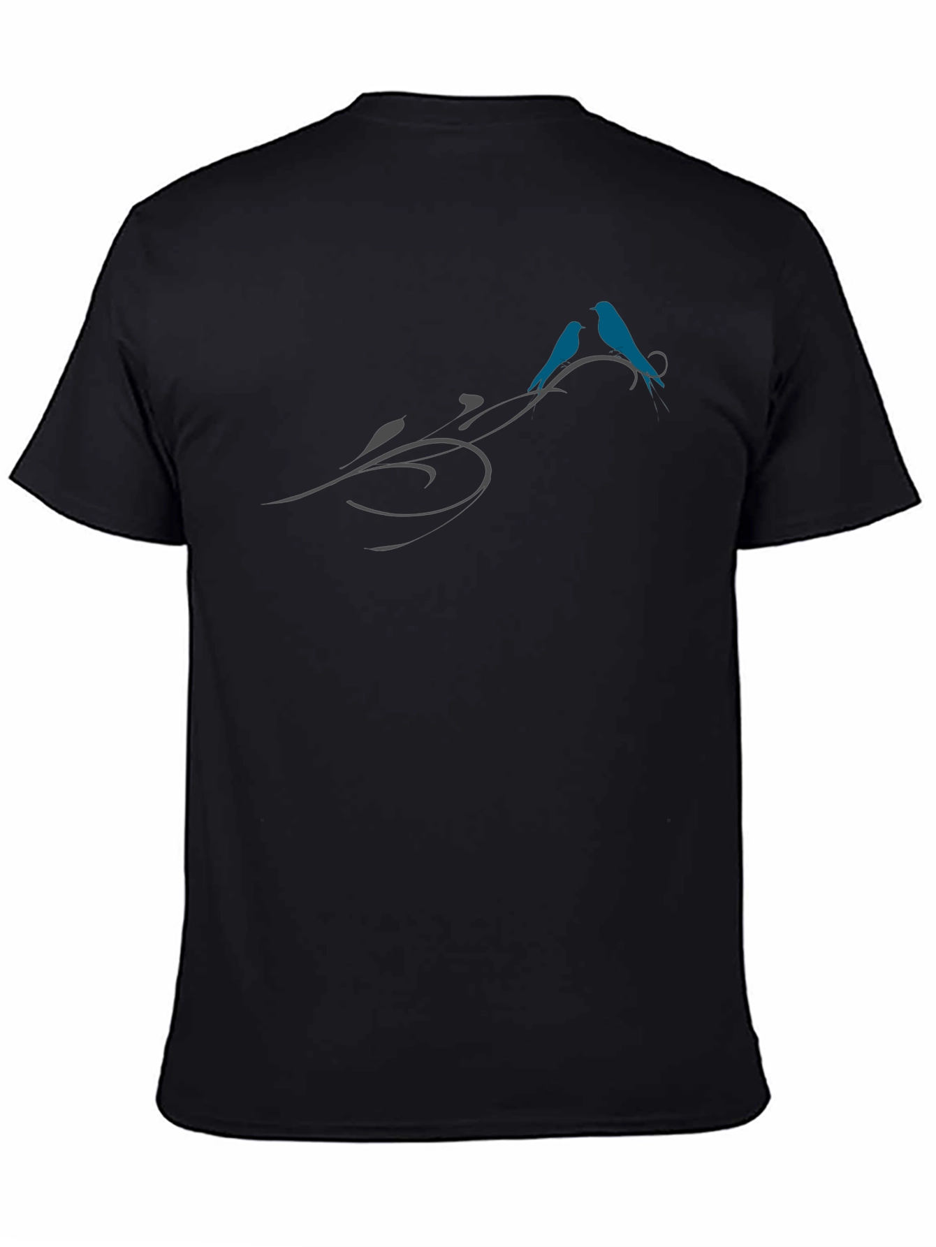 Birds on Vine Graphic Tee - Stylish Black T-Shirt